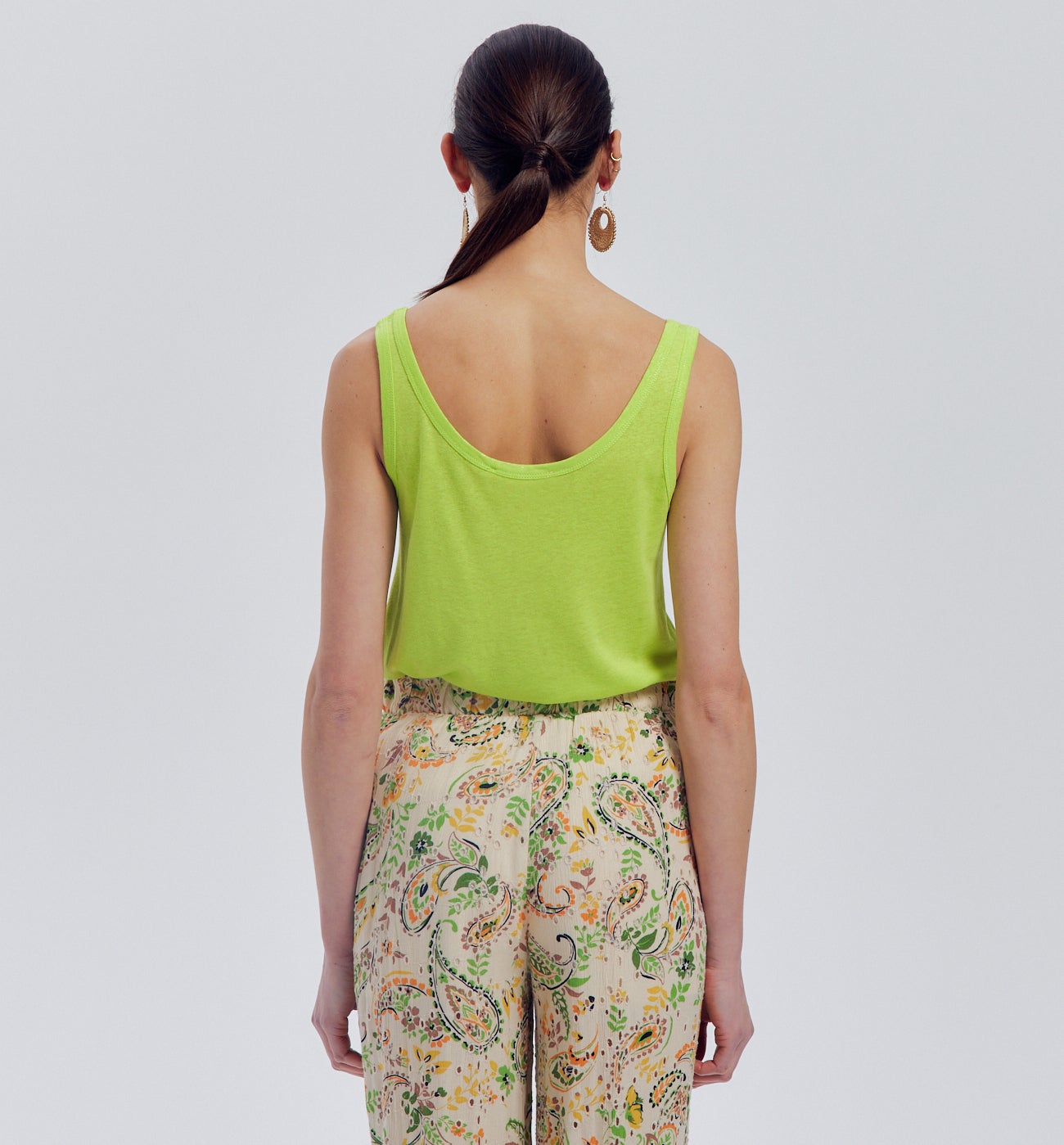 Débardeur en lin mélangé - Vert fluo – Image 3