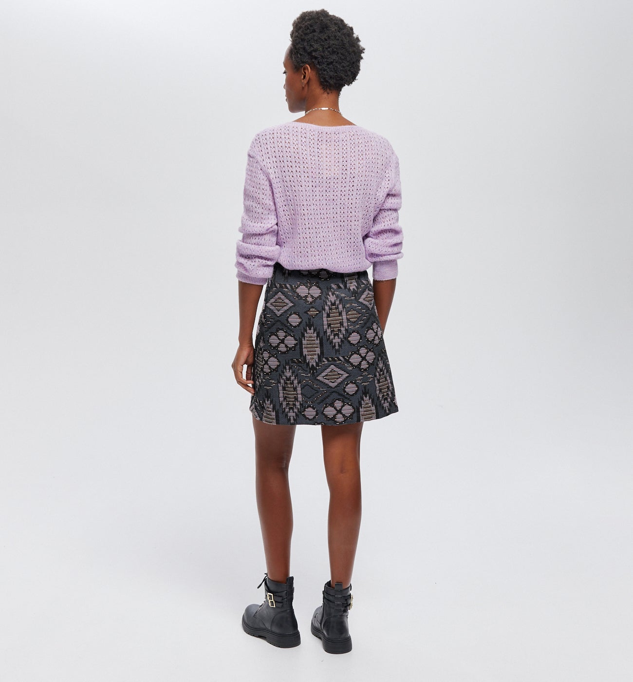 Jupe courte jacquard Femme - Imprimé multicolore – Image 3