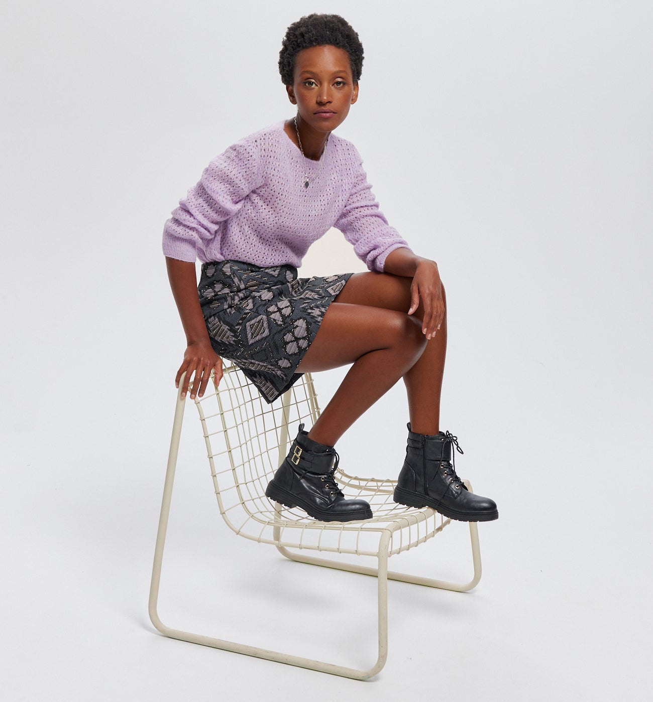 Jupe courte jacquard Femme - Imprimé multicolore – Image 4