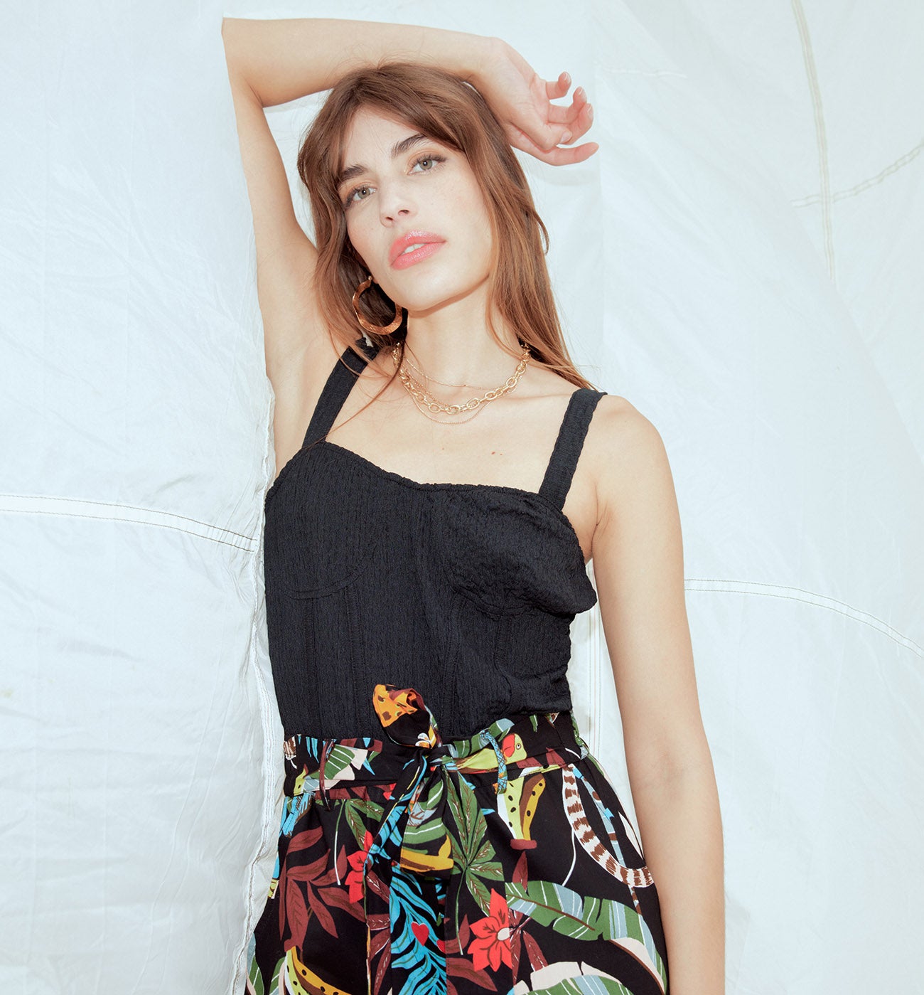 Top corset à bretelles - Noir