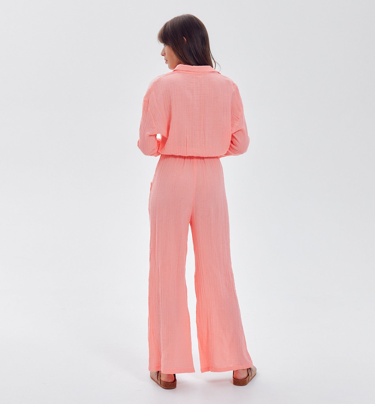 Combi en gaze de coton Femme - Corail – Image 3