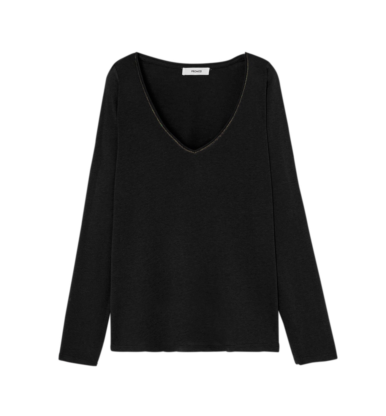 T-shirt col V Femme – Noir
