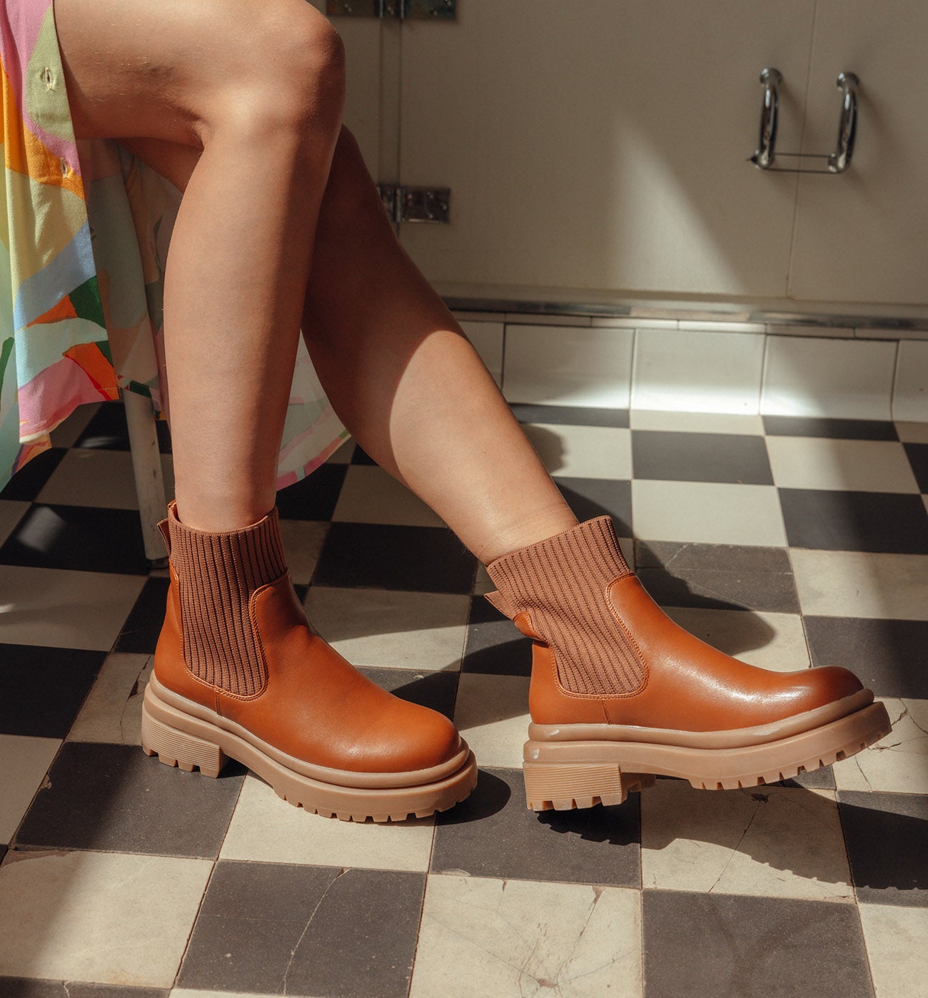 Boots à plateforme Femme - Camel