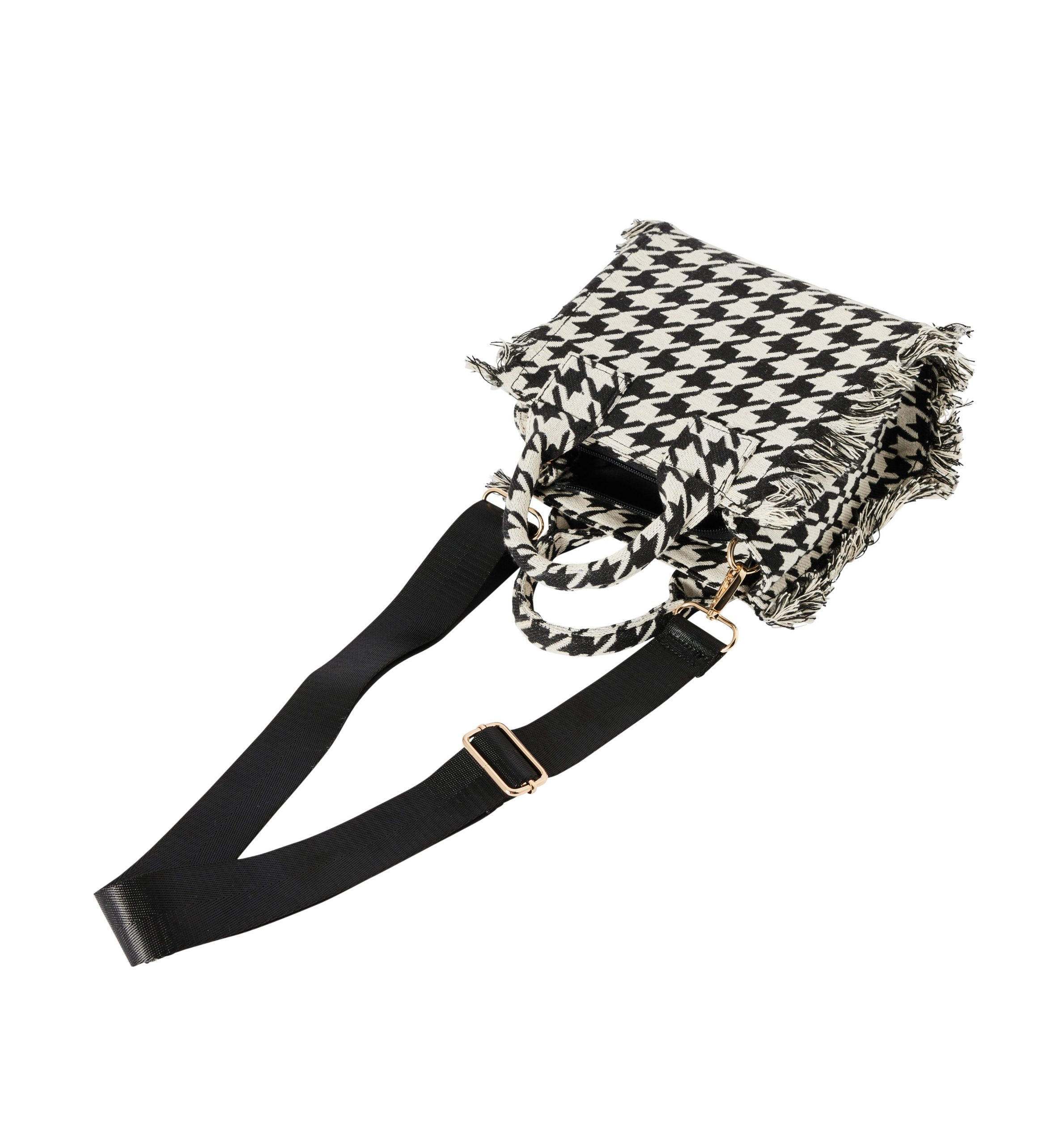 Sac en toile pied-de-coq Femme - Imprimé noir – Image 2