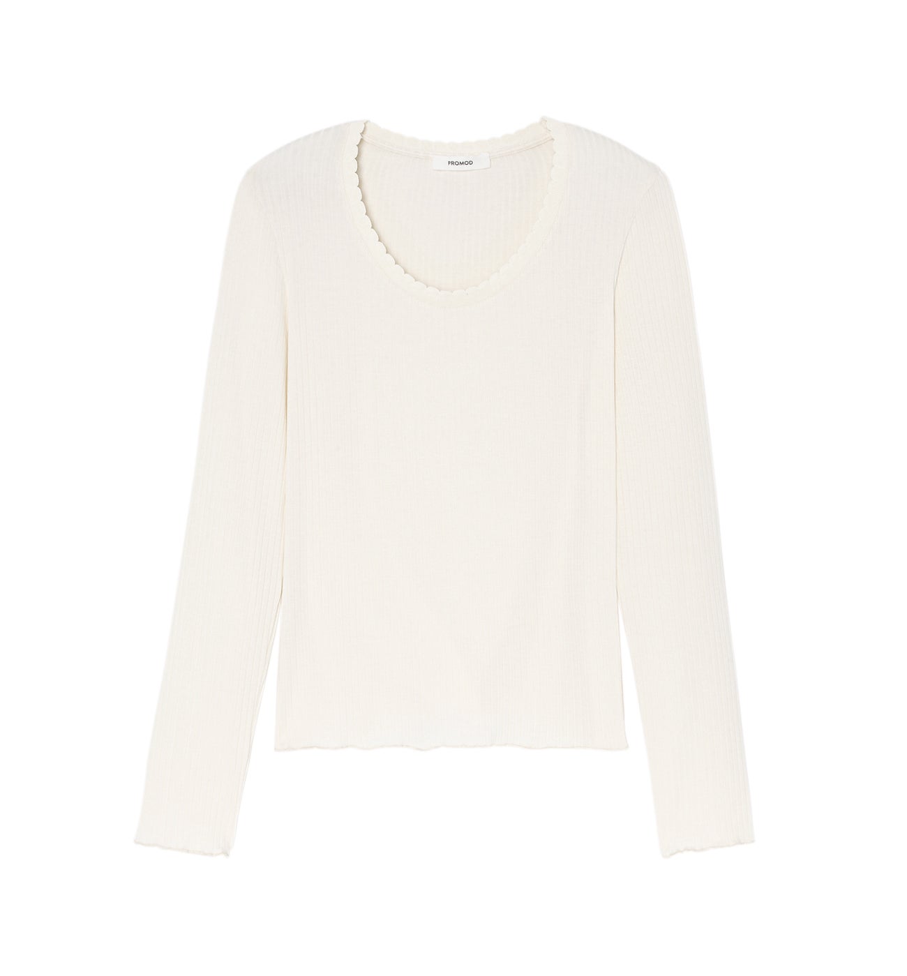 T-shirt côtelé uni Femme - Ecru – Image 5