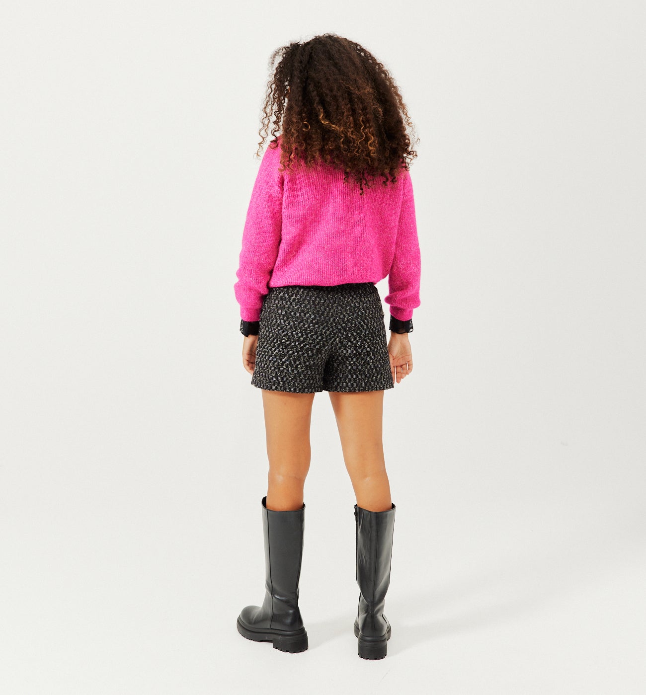 Short tweedé irisé Femme - Imprimé noir – Image 3