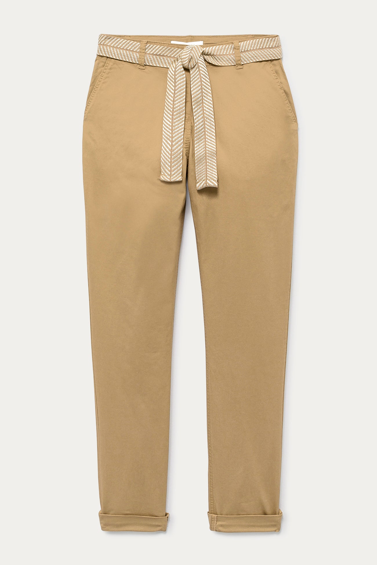 Pantalon chino ceinturé Femme – Ecru