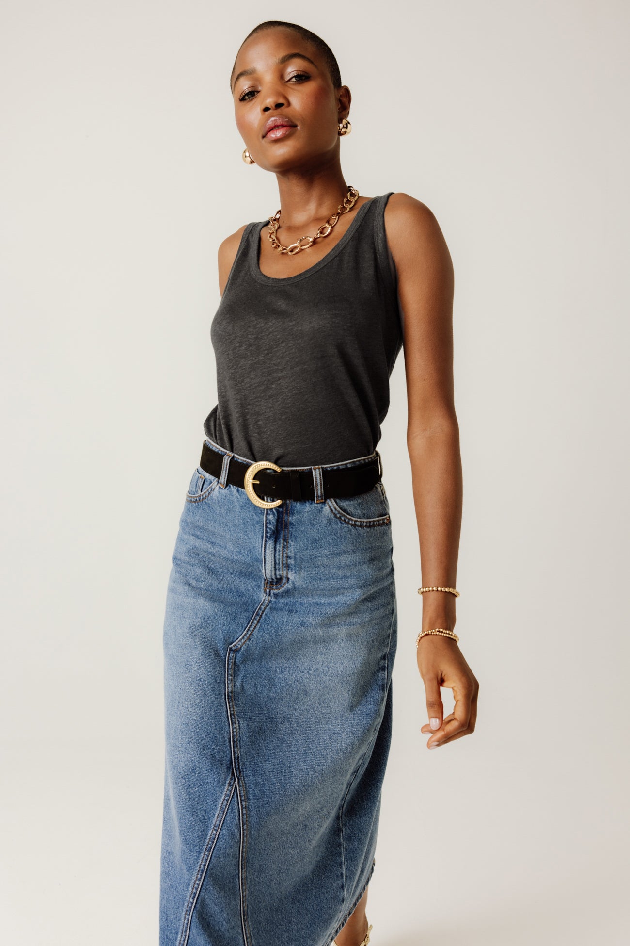 Débardeur en lin Femme - Gris – Image 4