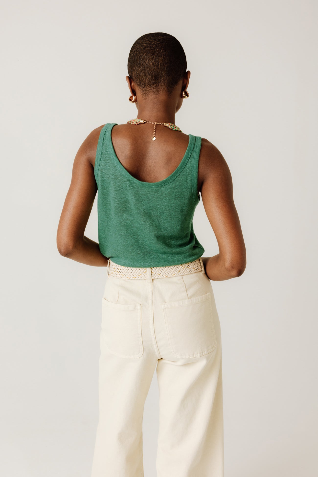 Débardeur en lin Femme - TURQUOISE UNI COLORE – Image 3