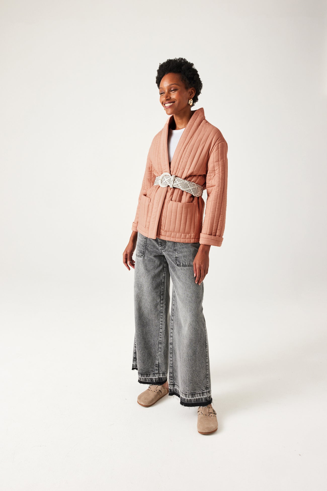 Veste matelassée unie Femme – Saumon