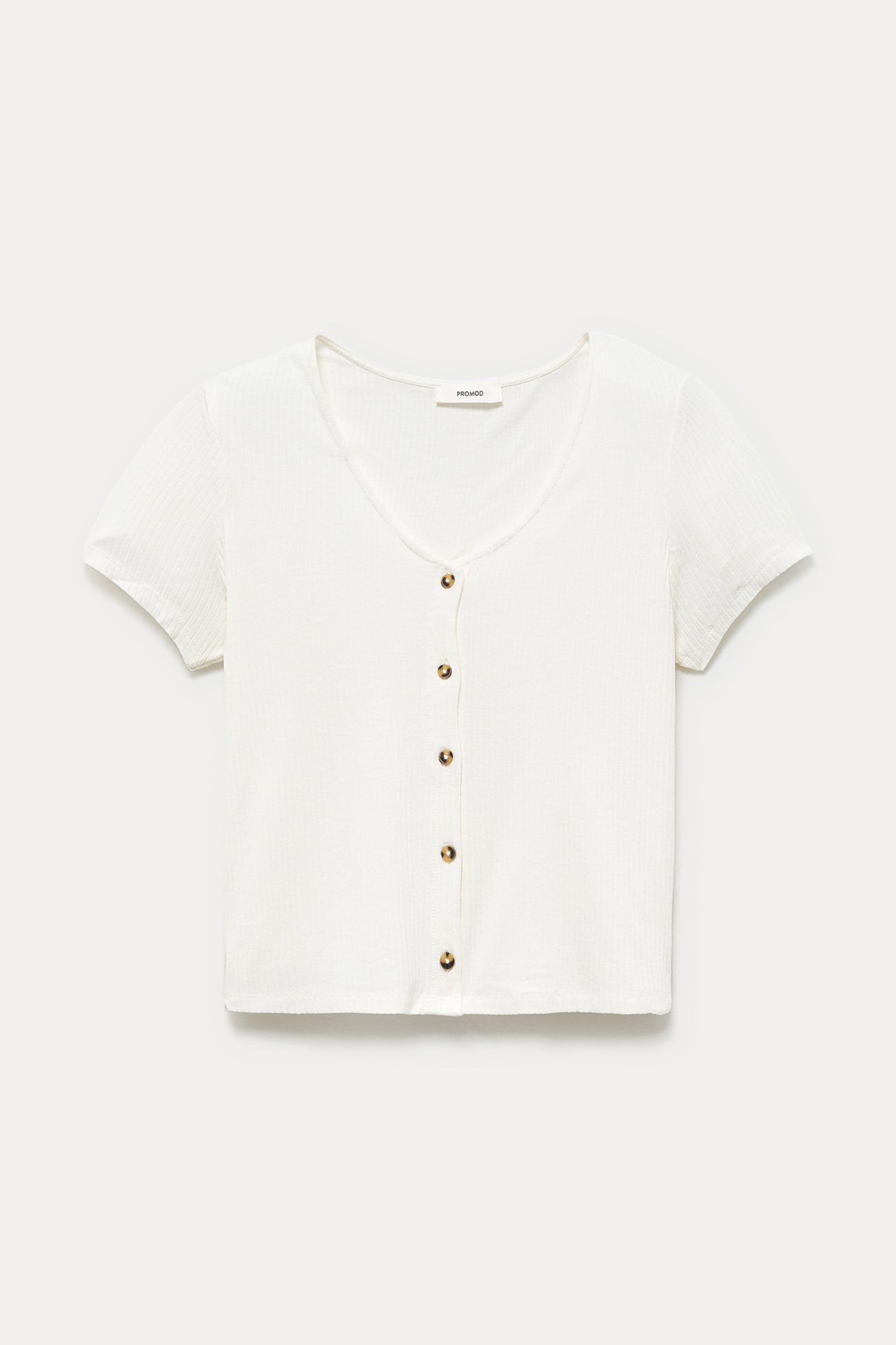 T-shirt côtelé Femme - Ecru – Image 5