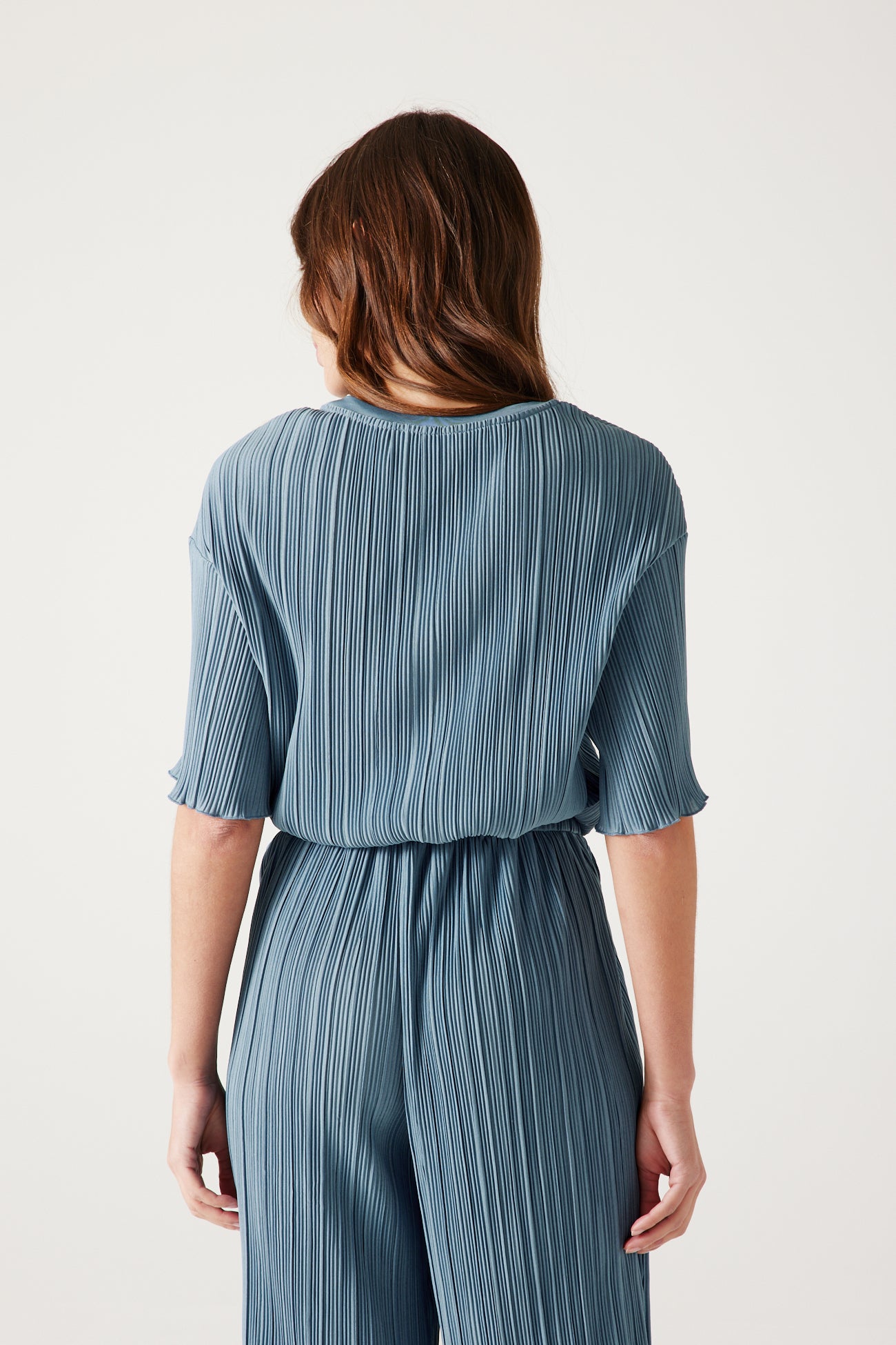 T-shirt plissé Femme - Bleu – Image 3