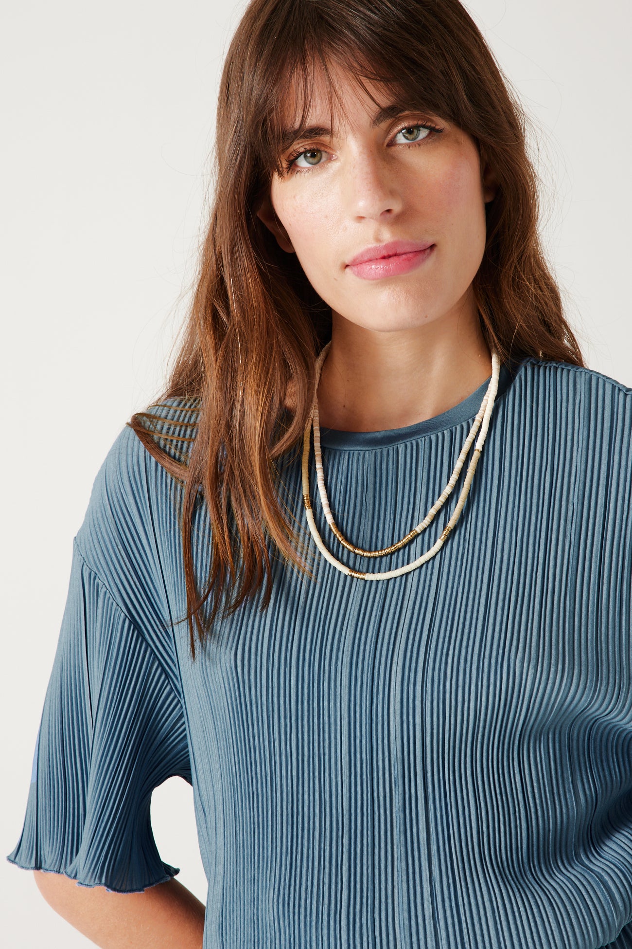 T-shirt plissé Femme - Bleu – Image 4