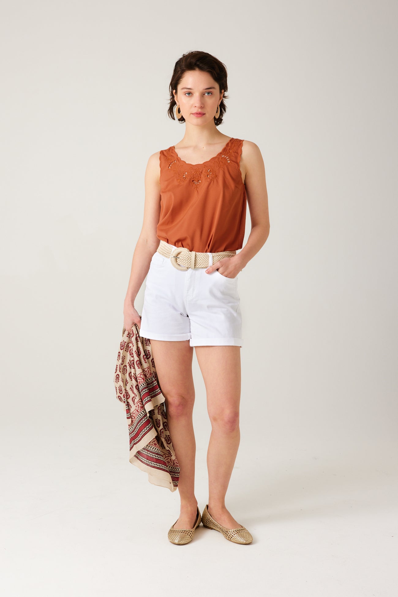 Top à fines bretelles Femme – Terre de sienne
