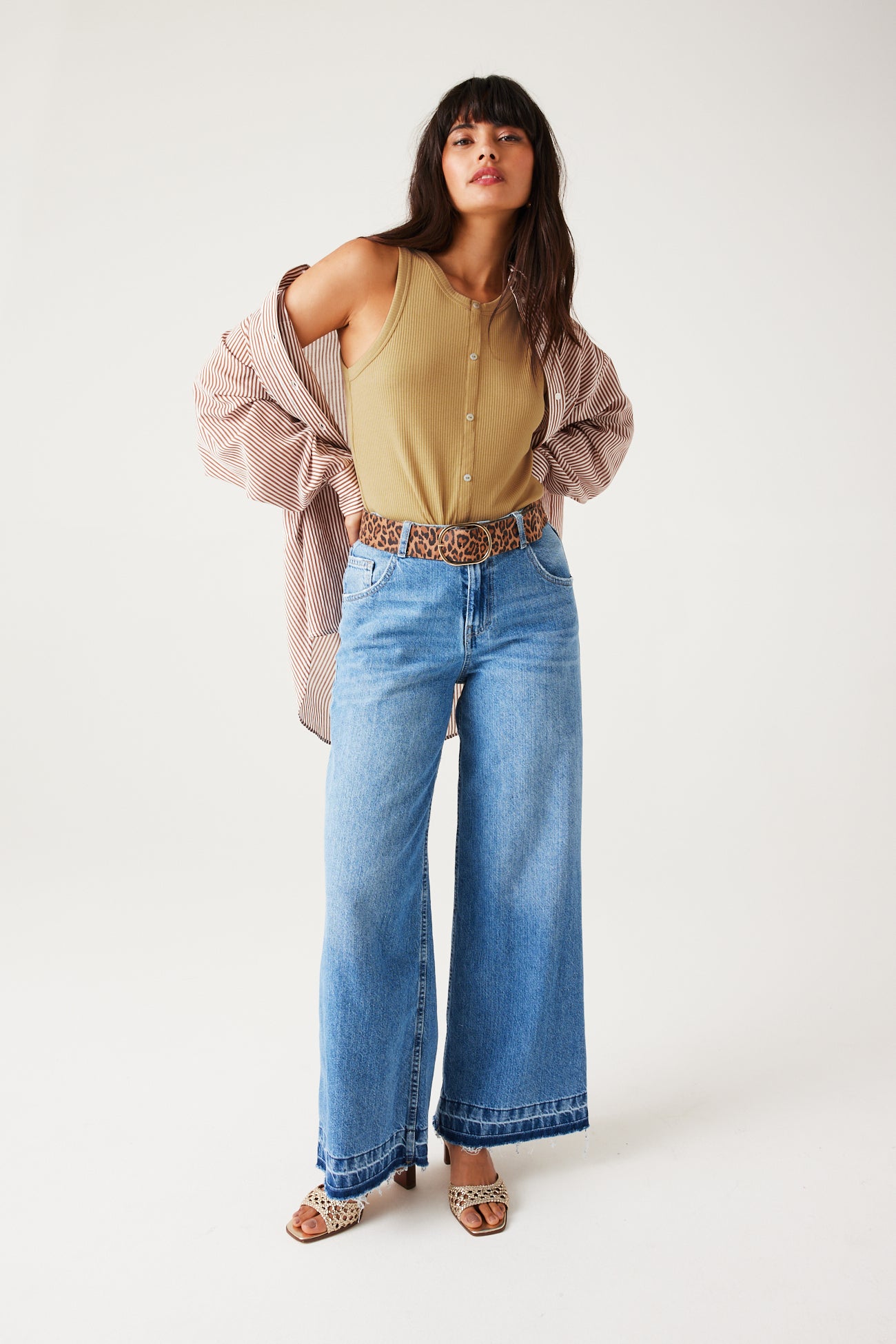Débardeur côtelé uni Femme – Beige