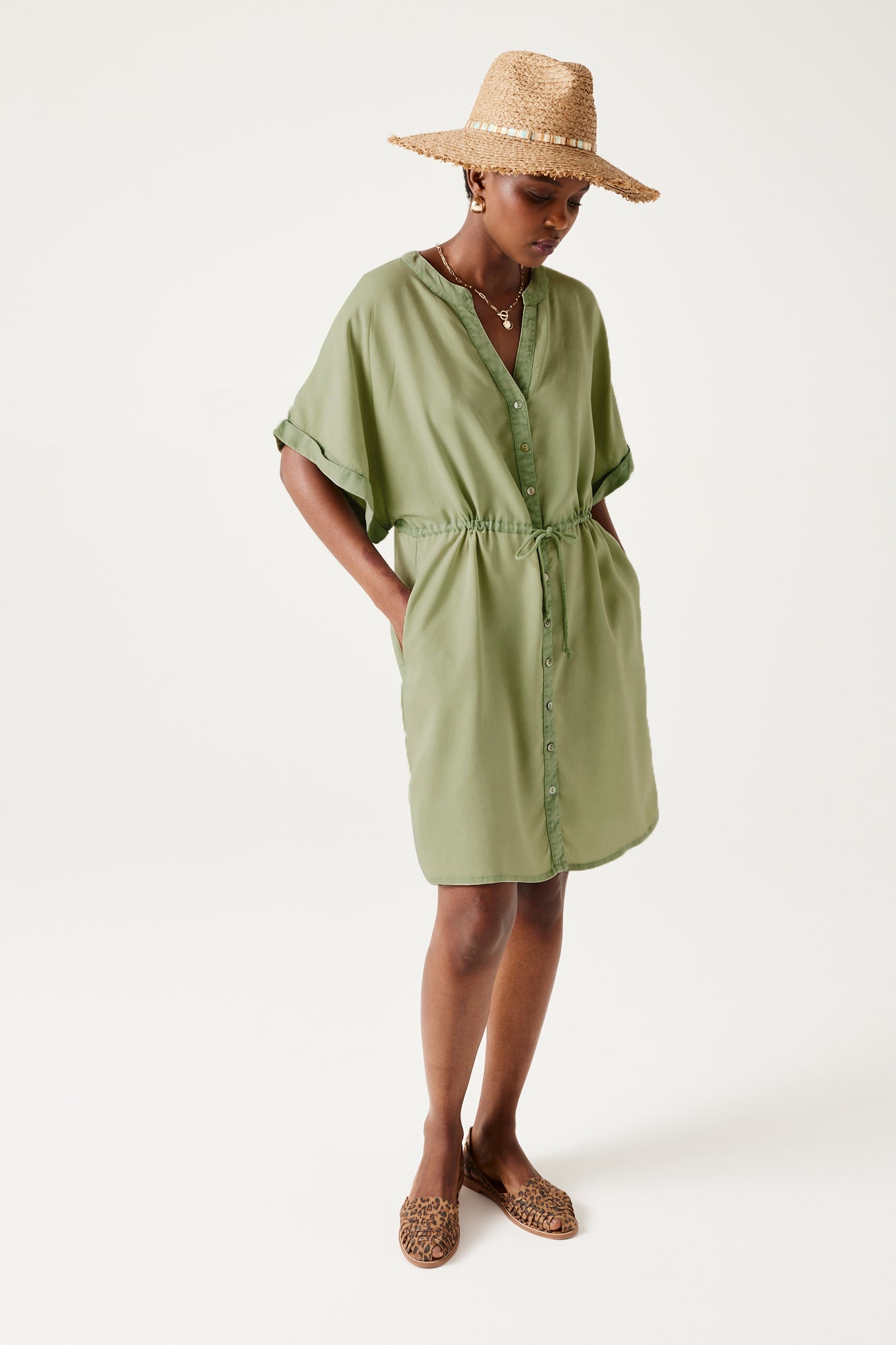 Robe chemise en lyocell - Vert – Image 2