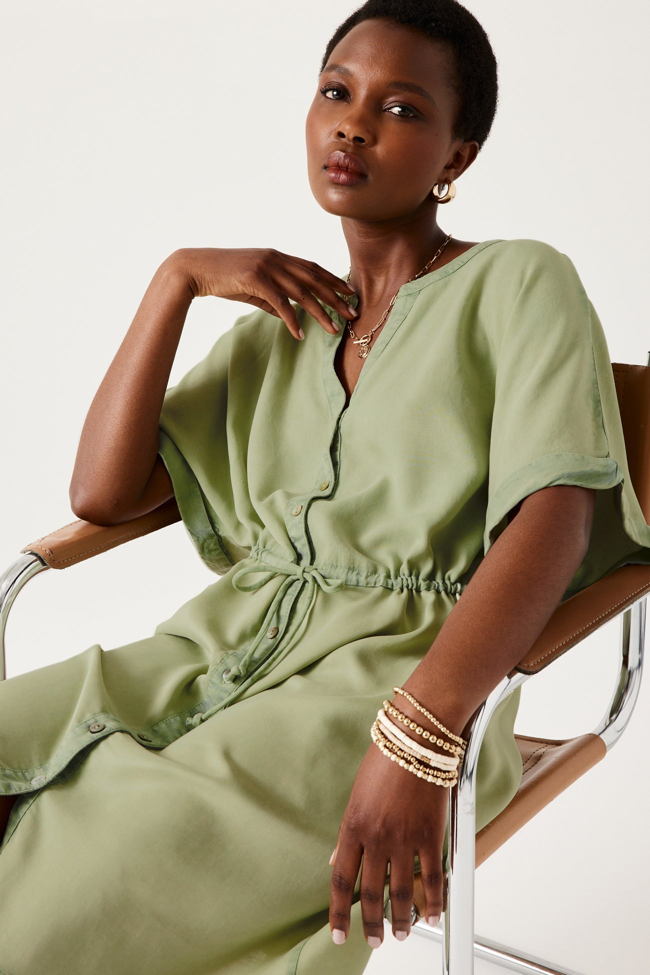 Robe chemise en lyocell - Vert