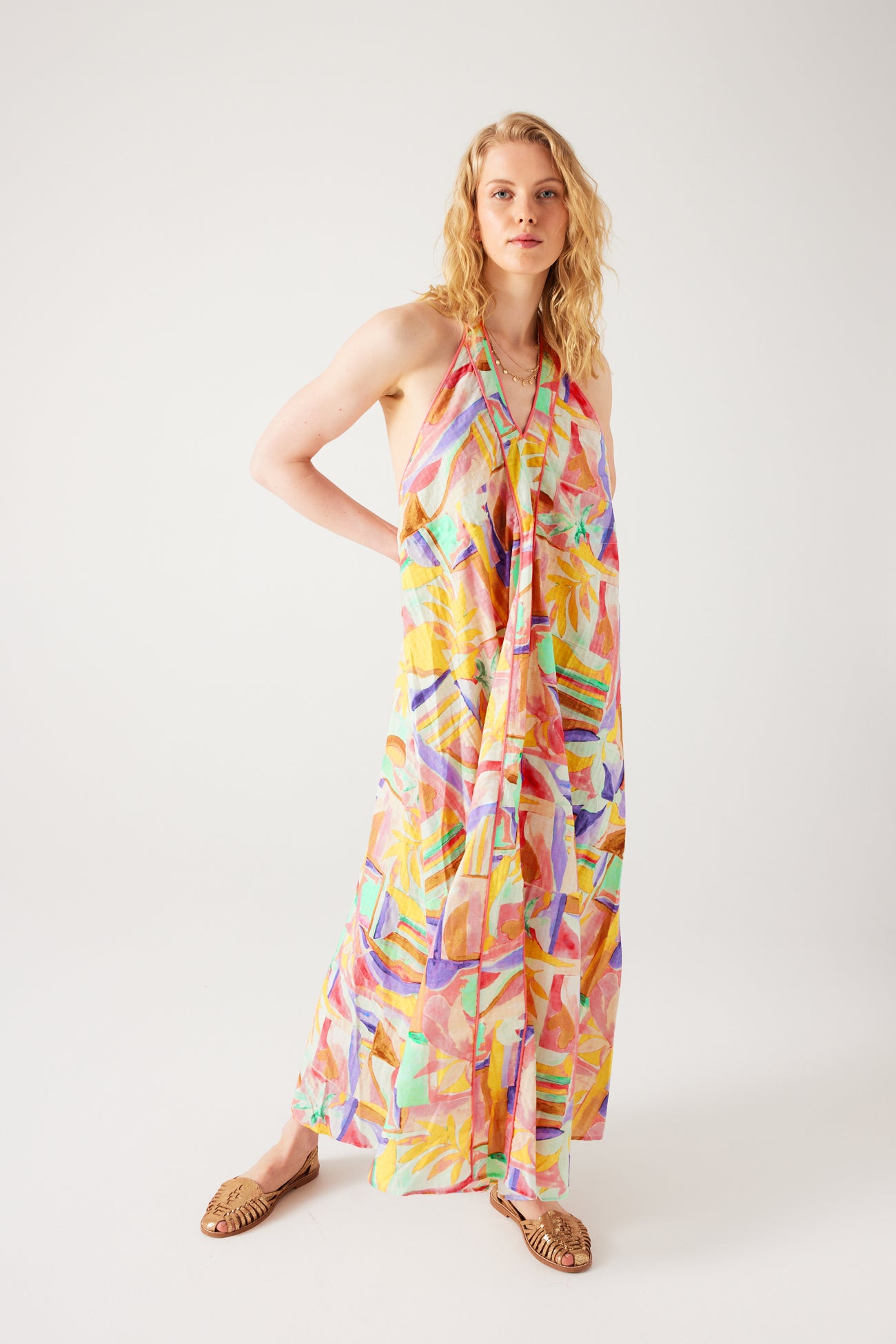 Robe dos nu imprimée Femme - Imprimé écru – Image 2