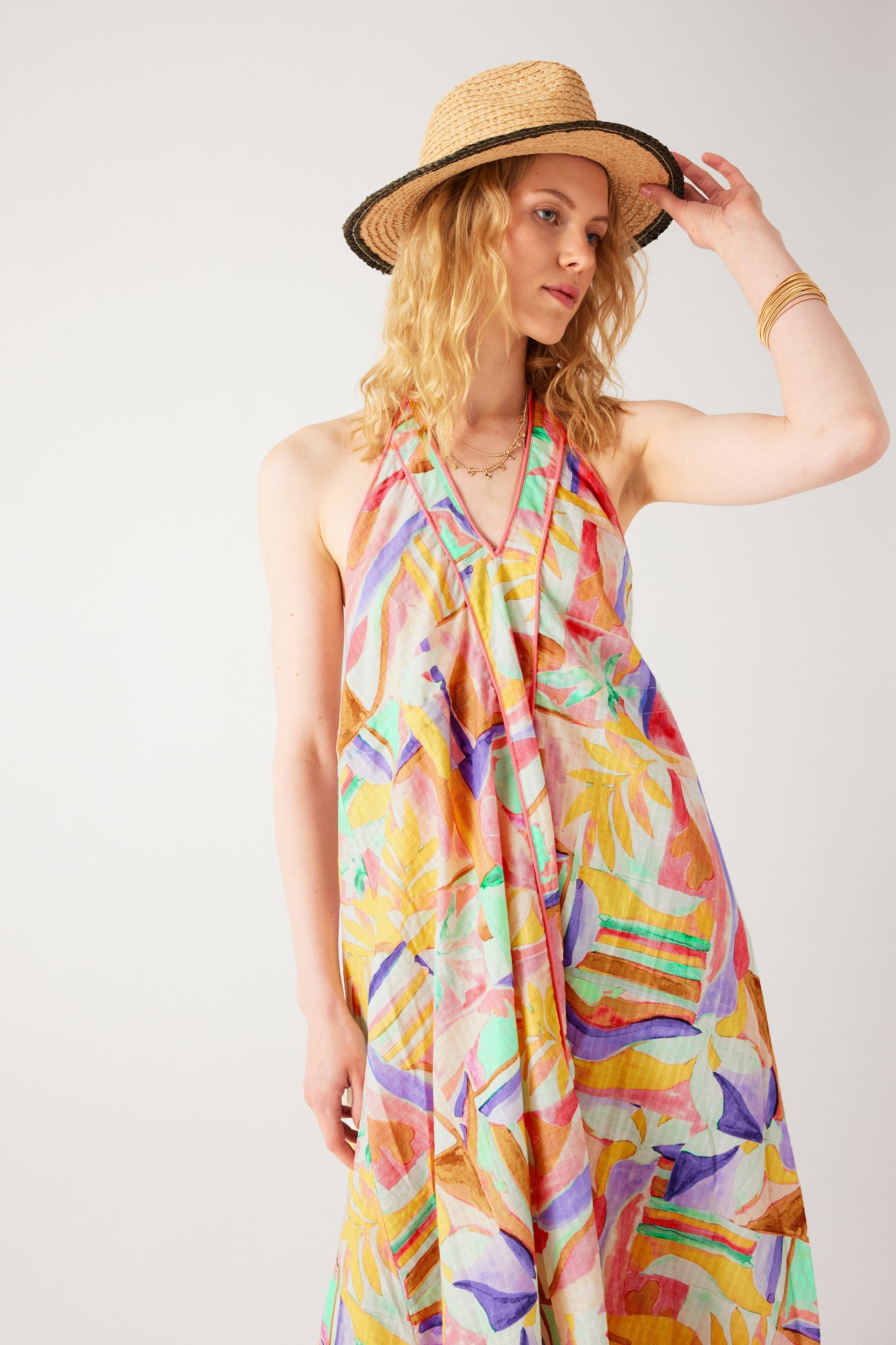 Robe dos nu imprimée Femme - Imprimé écru – Image 4