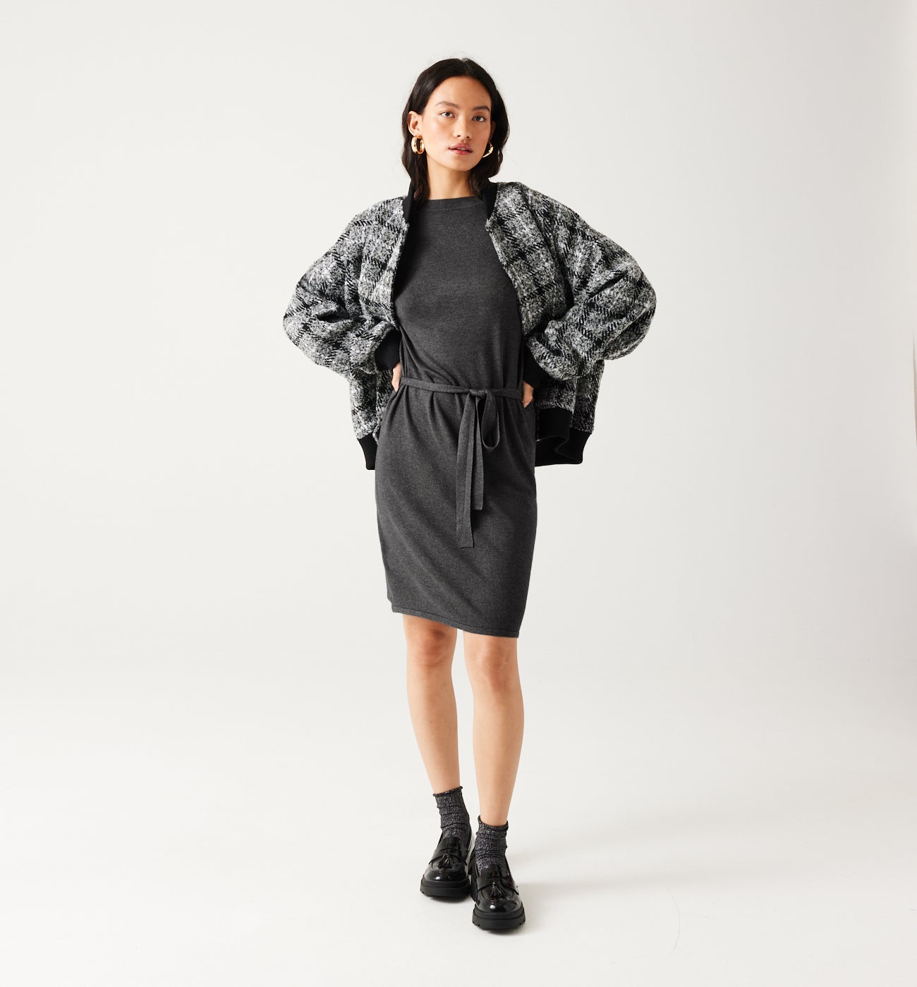 Robe-pull unie Femme – Gris foncé