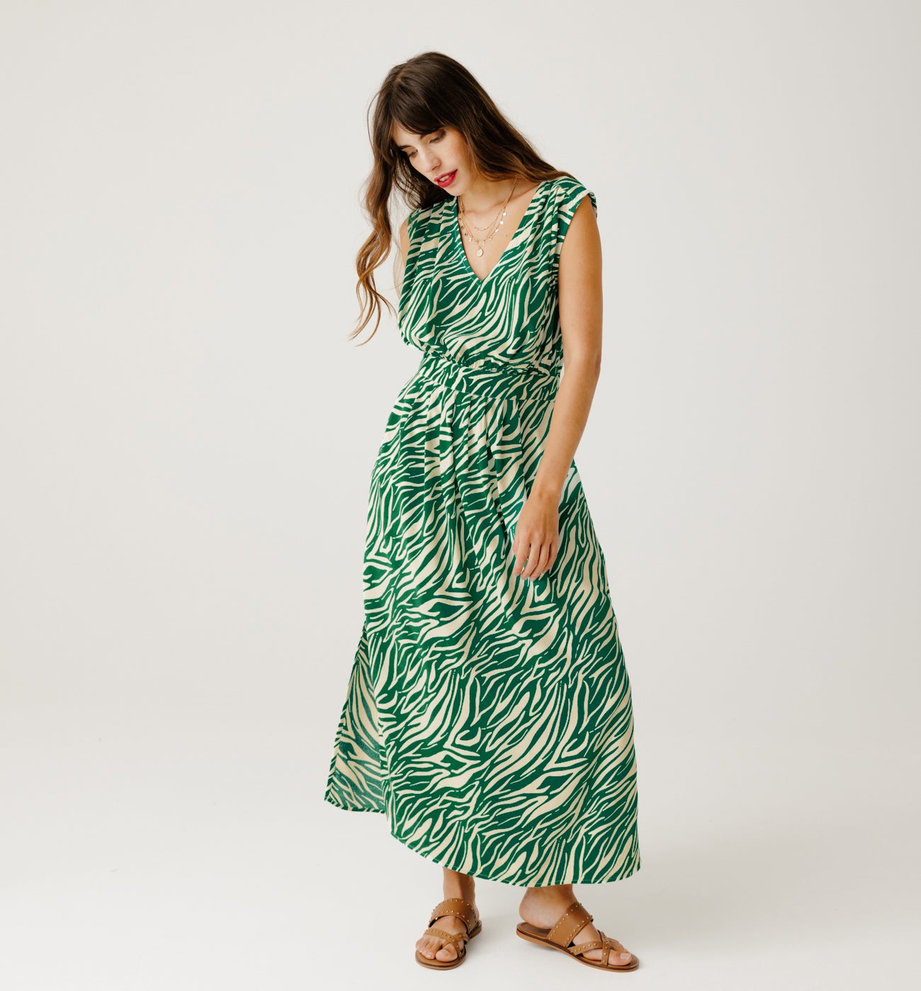Robe sans manches Femme - Imprimé vert – Image 2