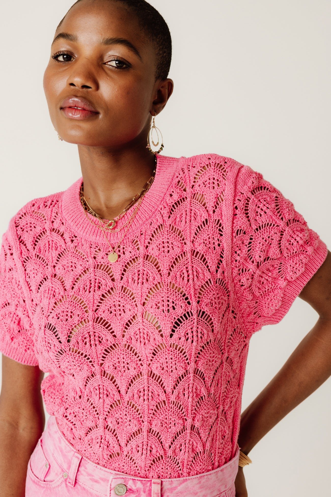 Pull au crochet Femme - Rose fuchsia – Image 4