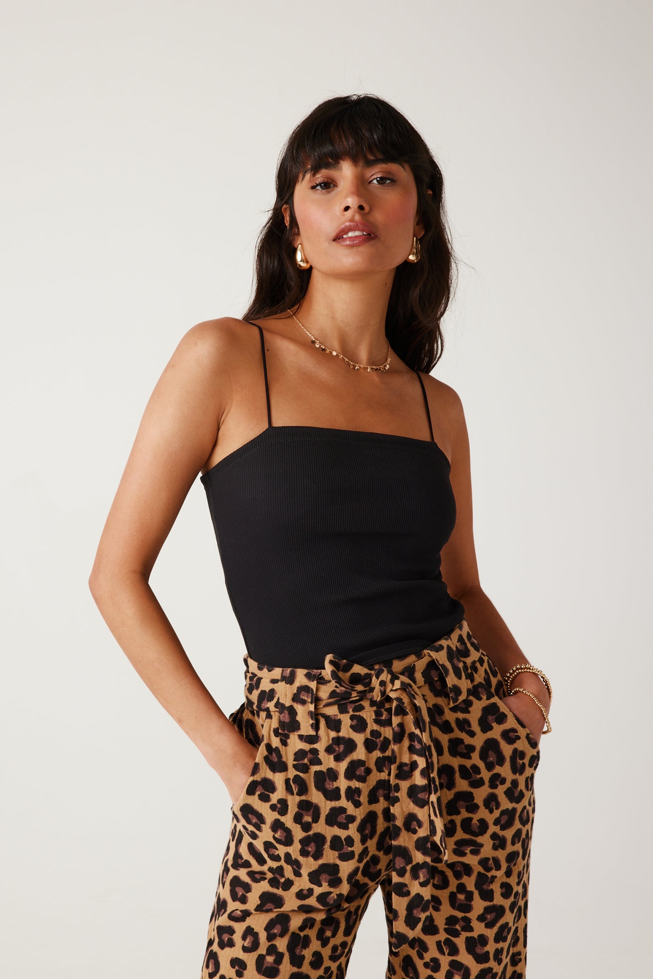 Crop top à fines bretelles - Noir