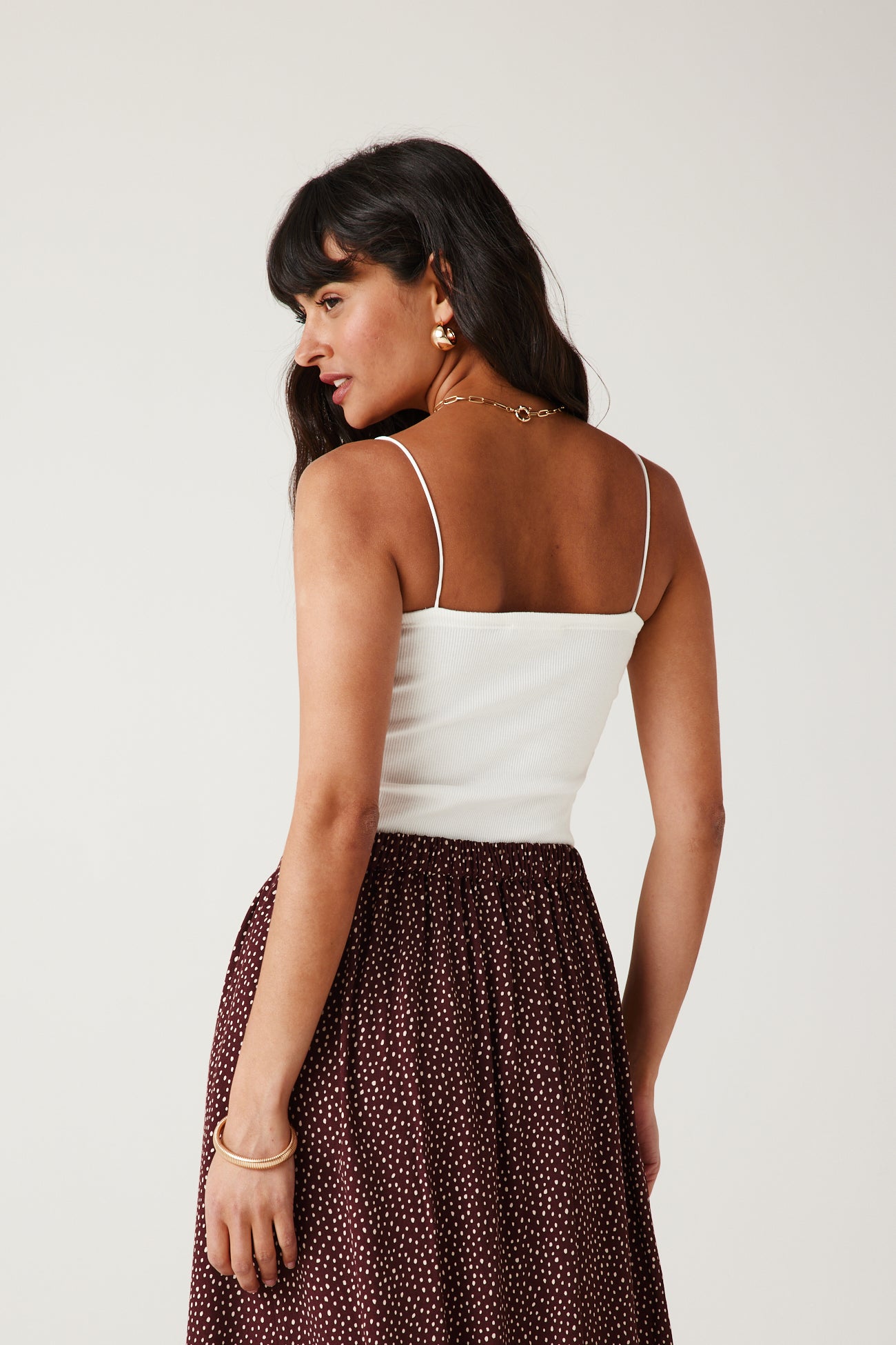 Crop top à fines bretelles - Ecru – Image 3