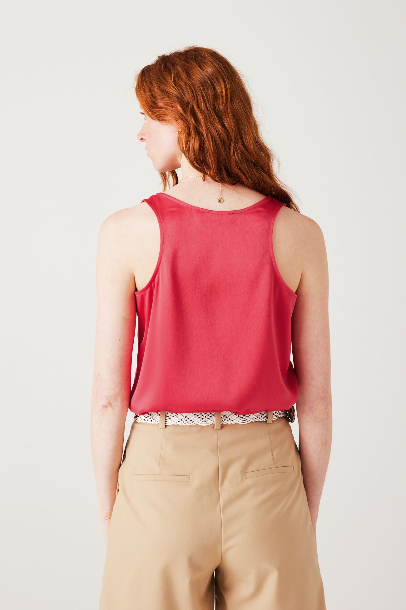 Débardeur satiné uni Femme - Rose – Image 3