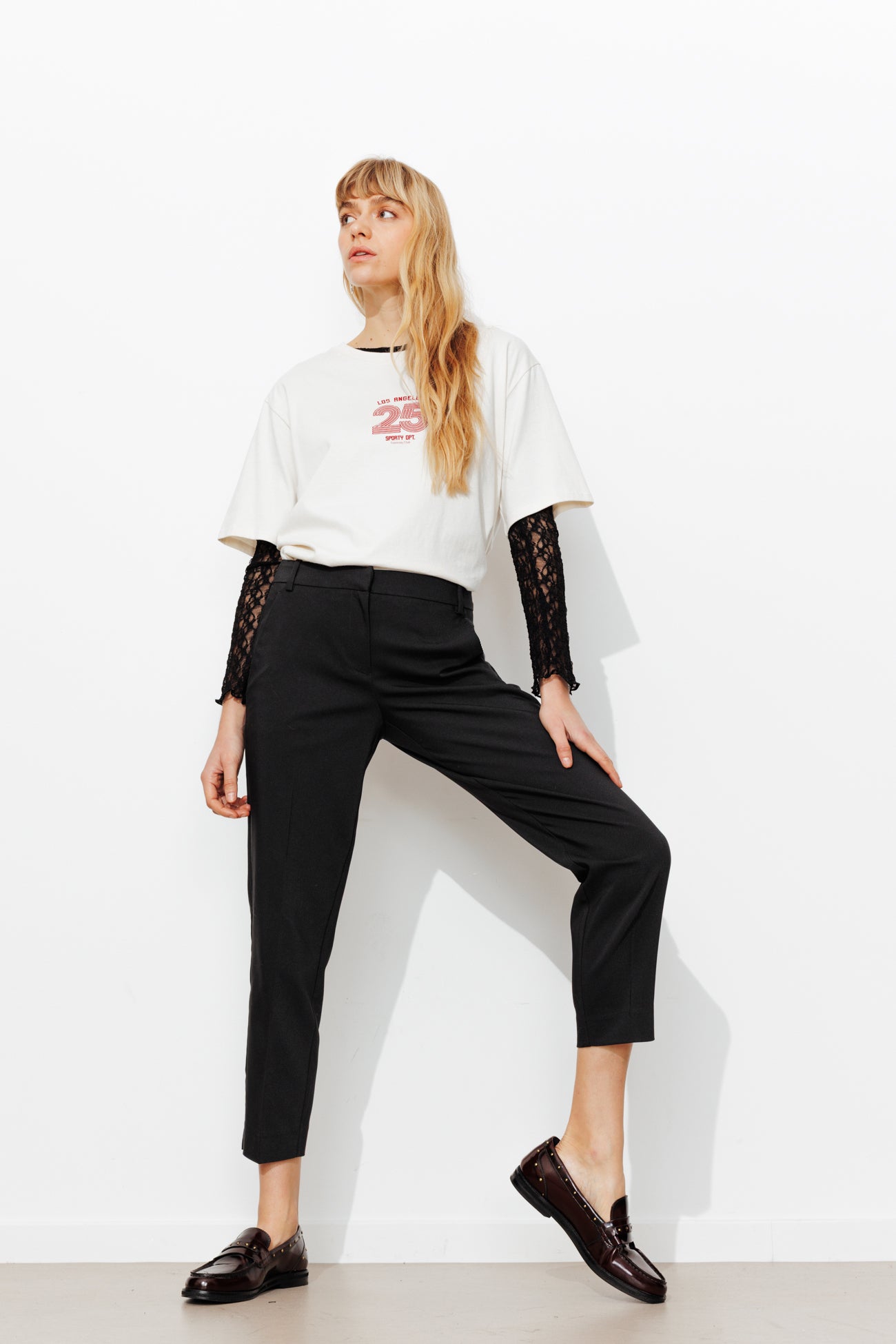 Pantalon cigarette uni Femme – Noir