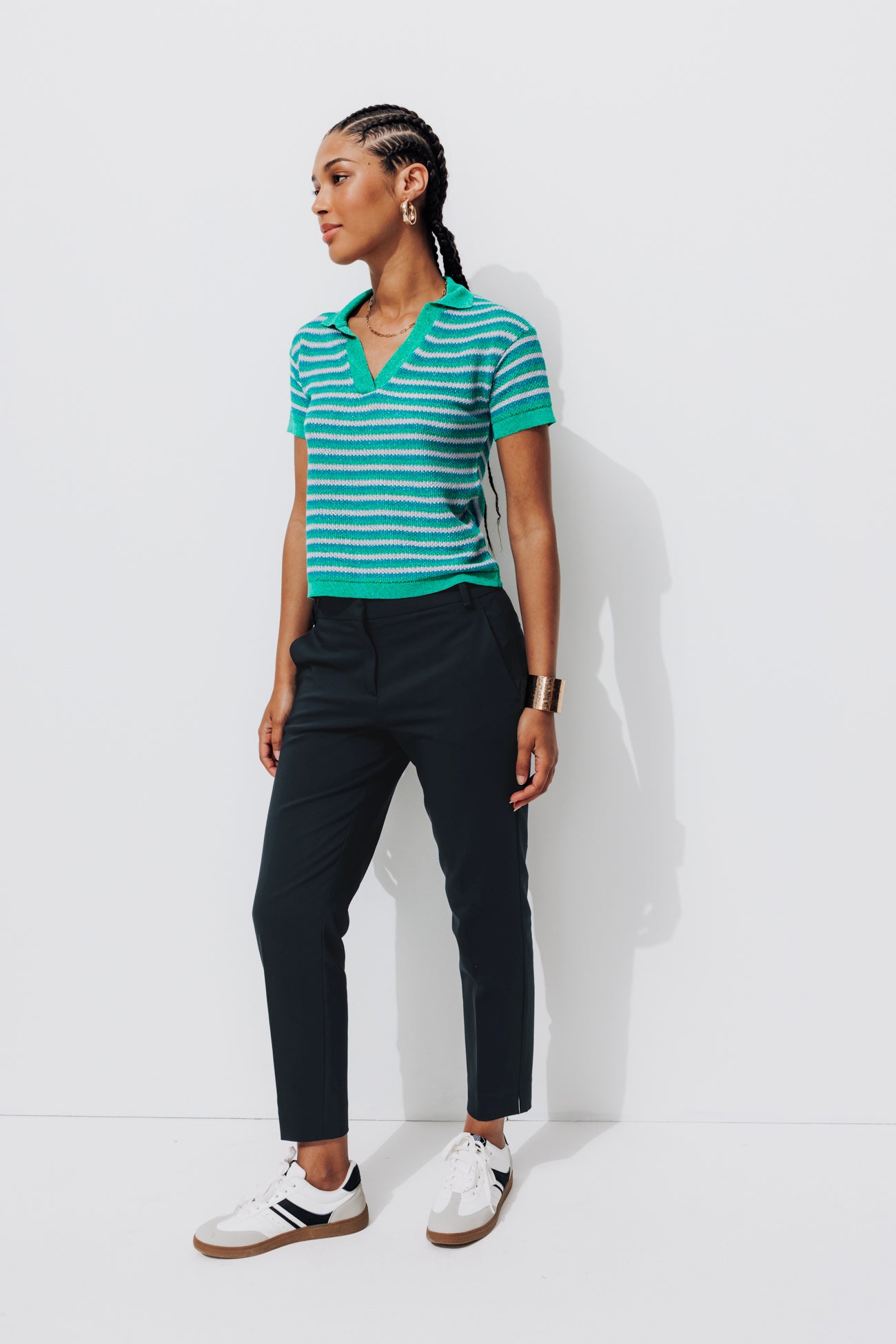 Pantalon cigarette uni Femme - Marine
