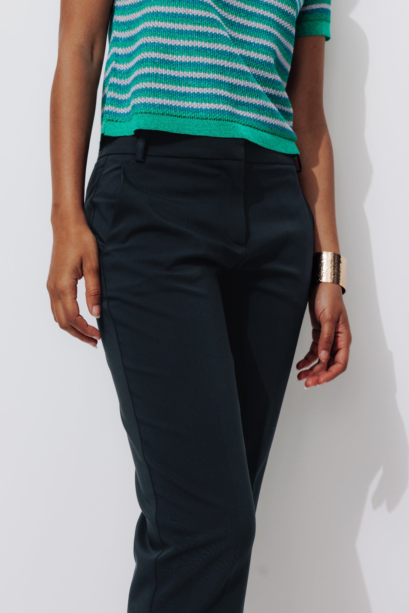 Pantalon cigarette uni Femme - Marine – Image 4