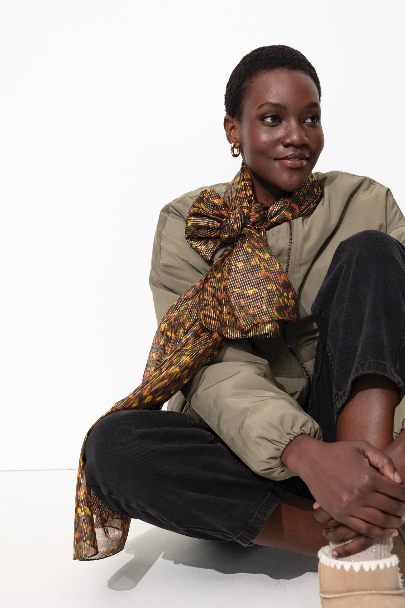 Foulard imprimé irisé Femme – Imprimé kaki