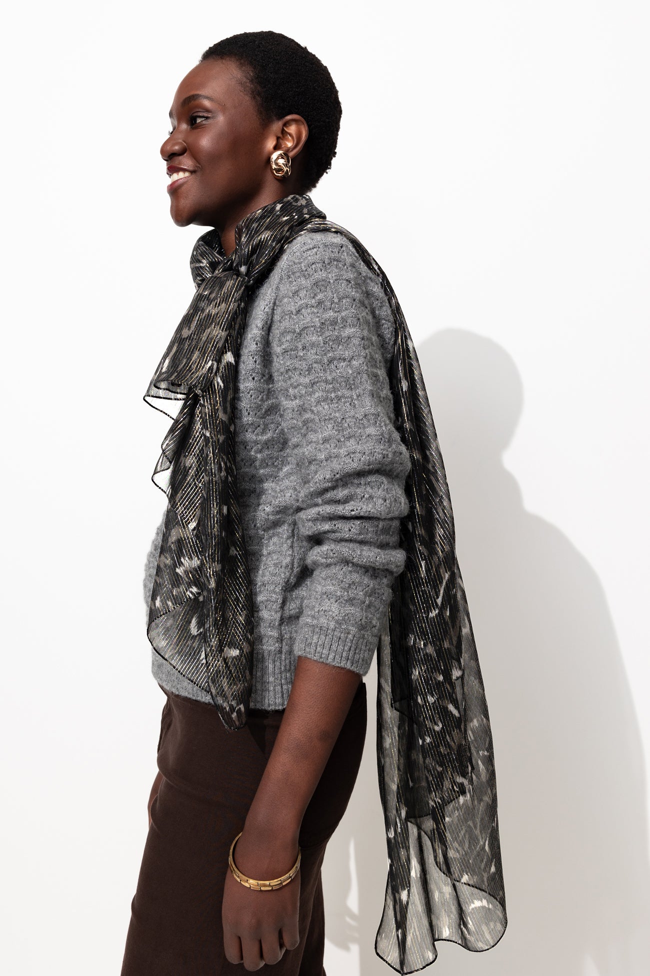 Foulard imprimé irisé Femme – Imprimé gris