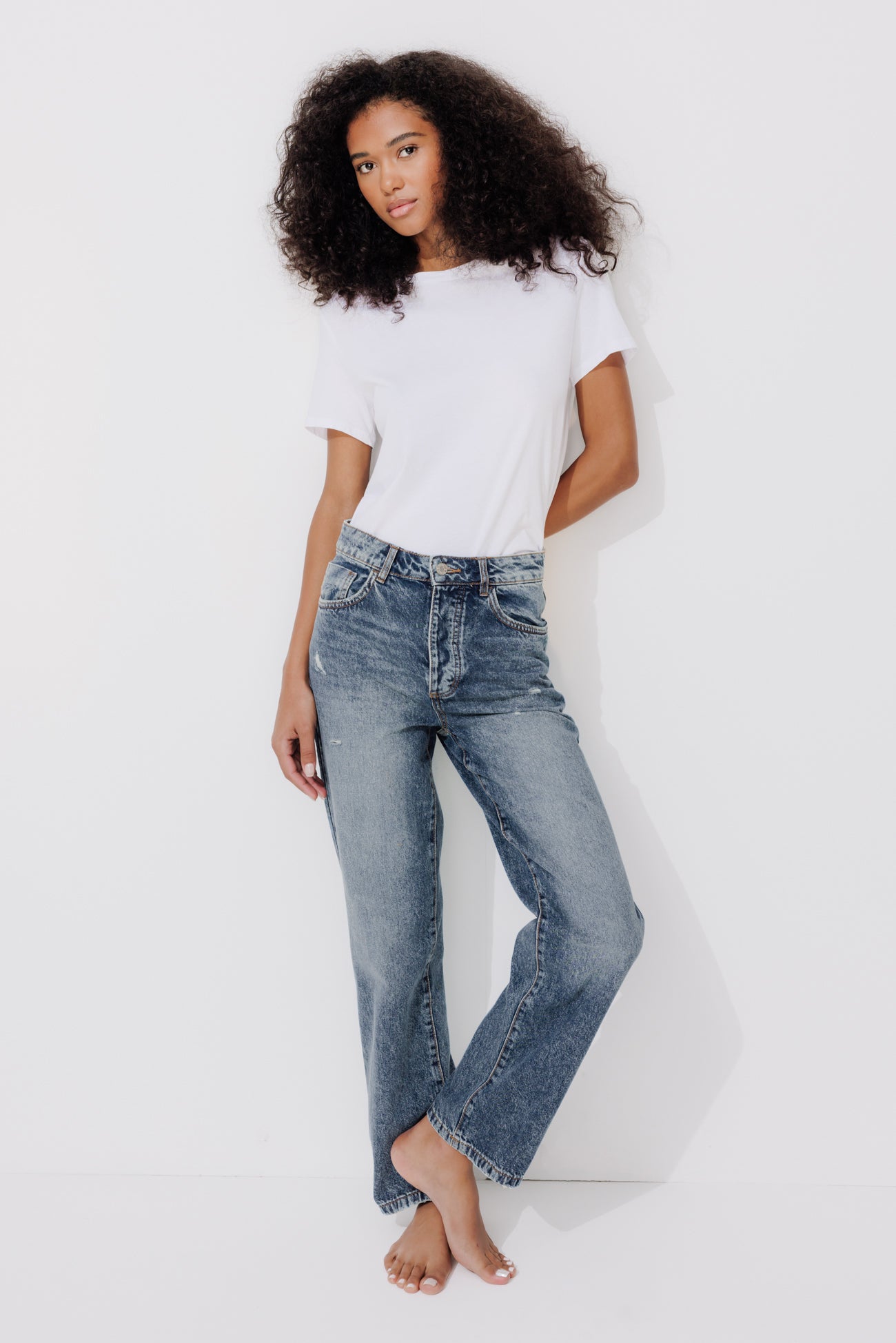 Jean droit taille haute Femme – Jean brut
