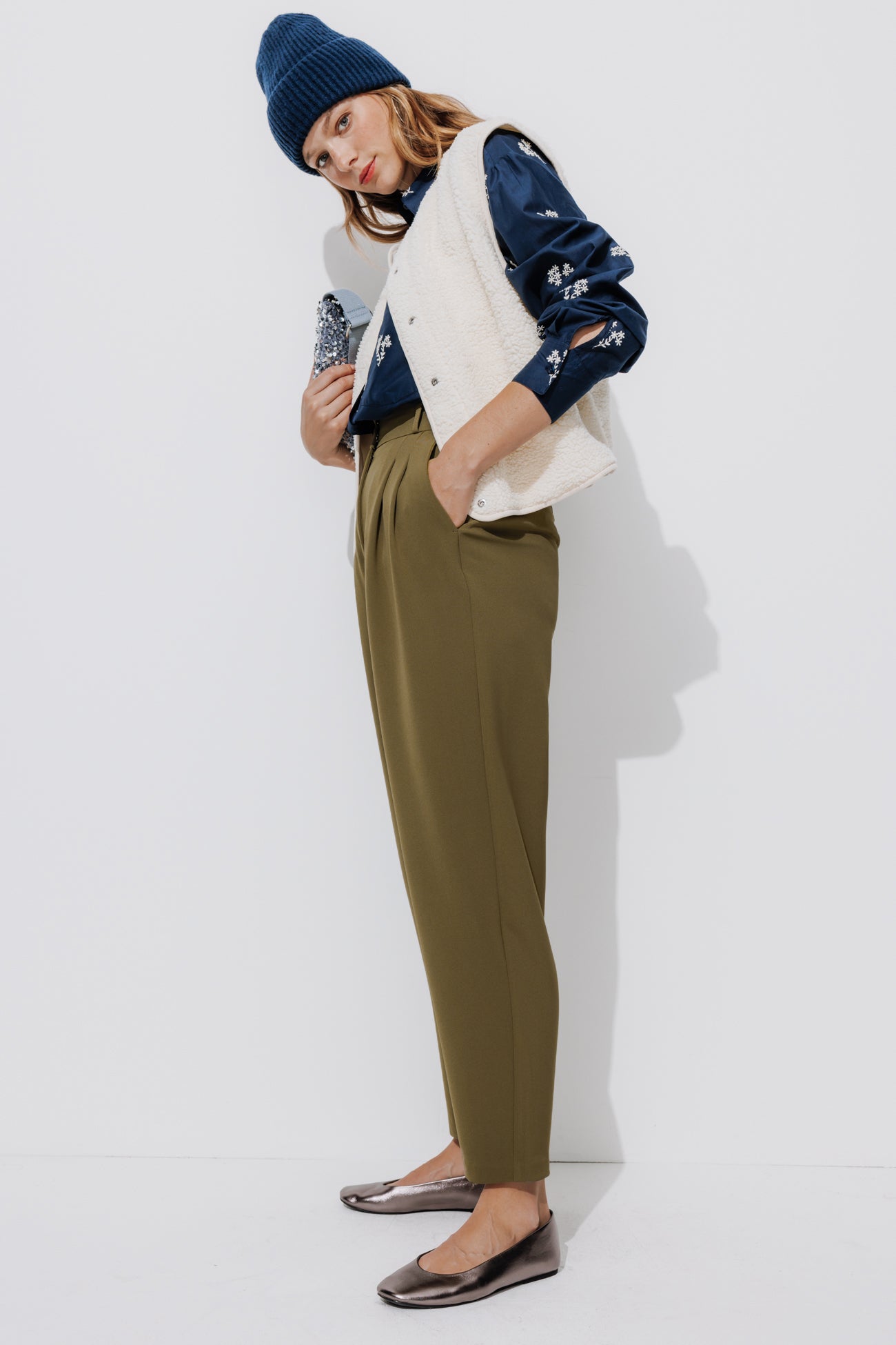 Pantalon à pinces Femme - Kaki