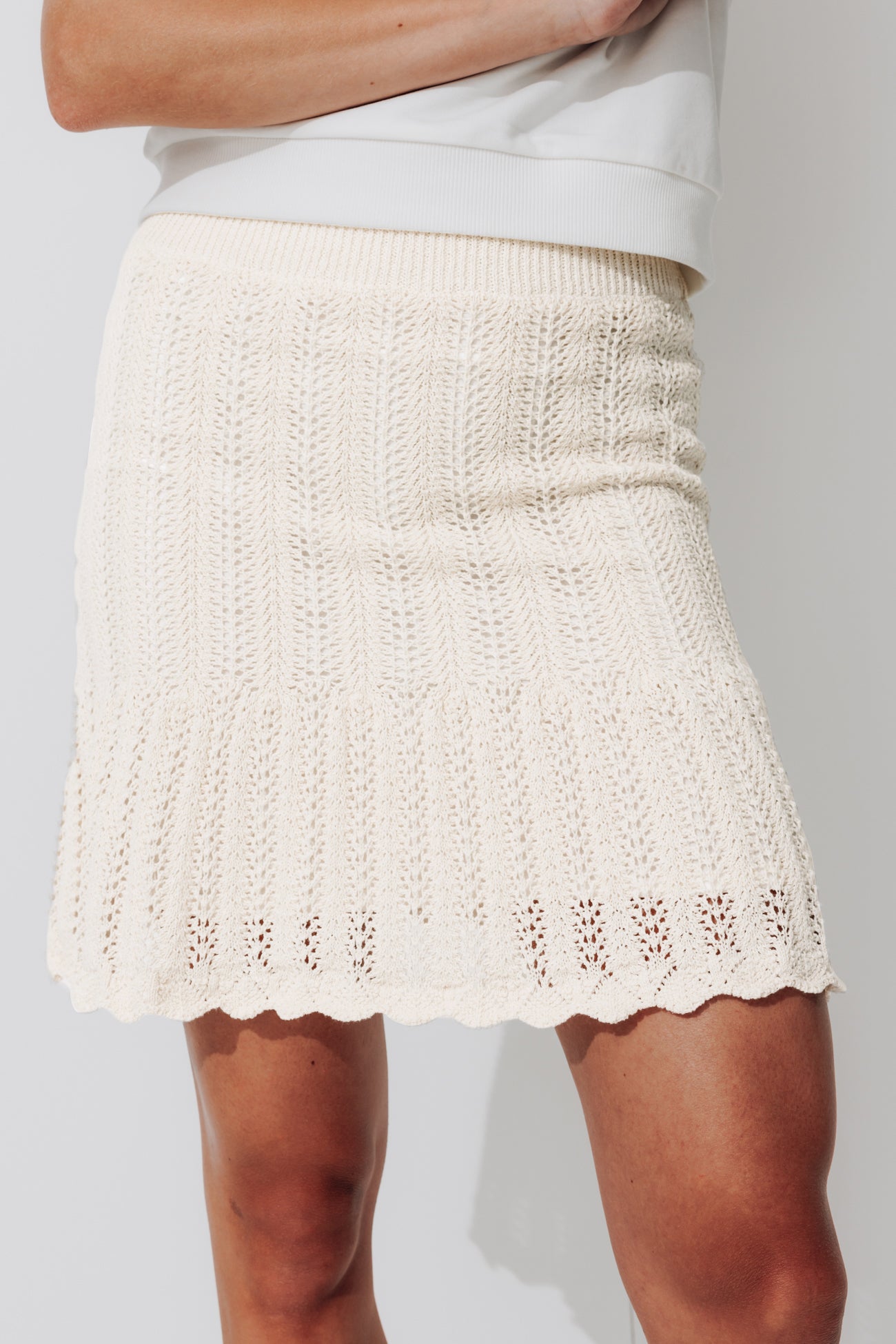 Jupe courte en crochet Femme - Ecru – Image 4