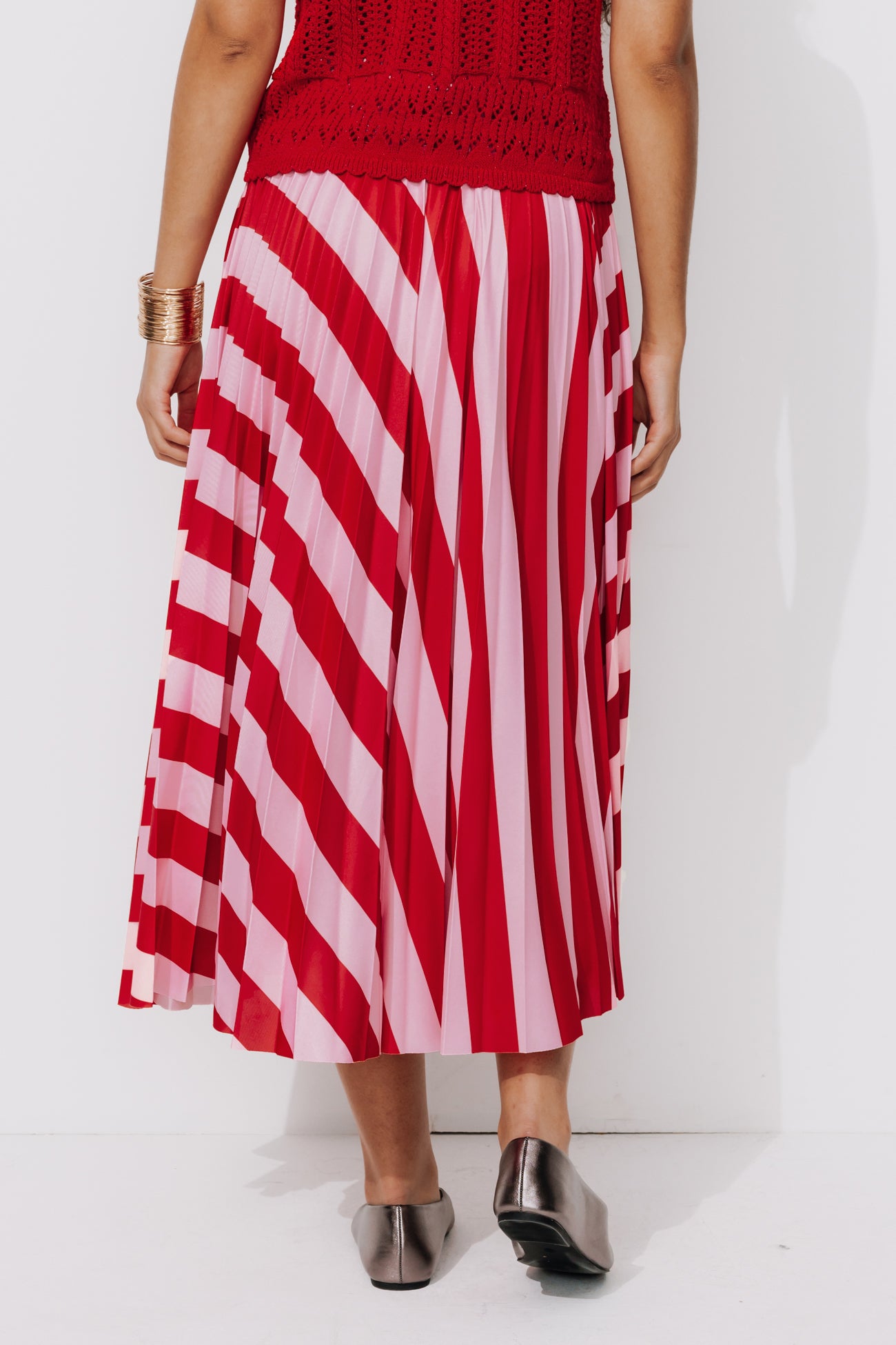 Jupe plissée imprimée Femme - Rayures multicolores – Image 3