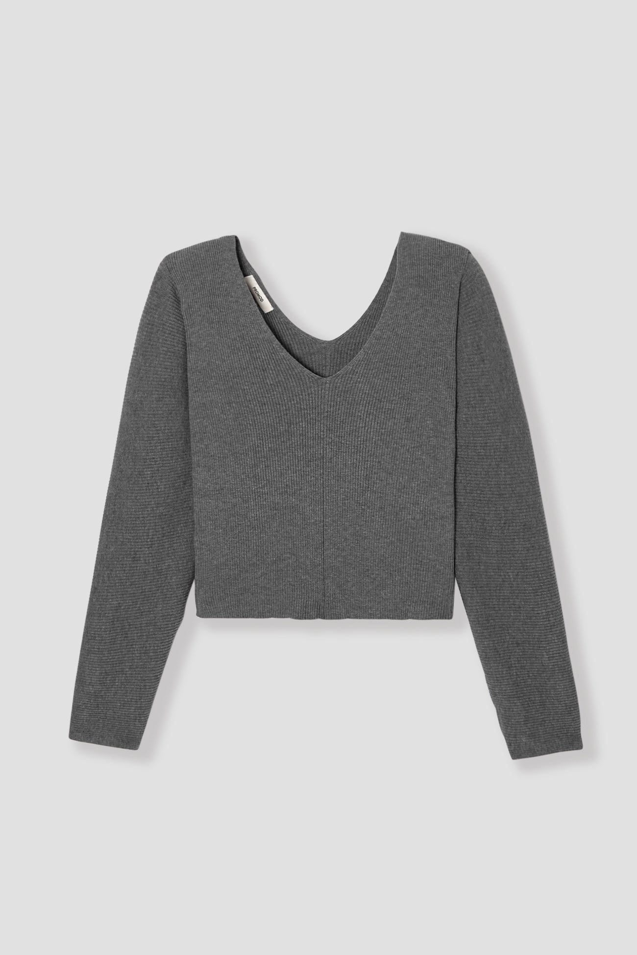 Pull côtelé col V Femme - Gris clair – Image 5