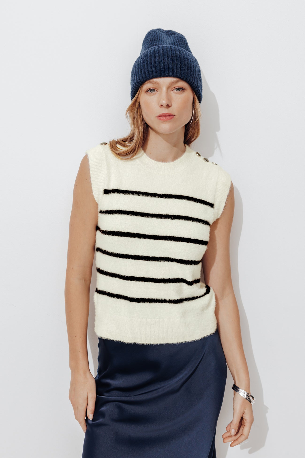 Pull marinière sans manches - Rayé marine – Image 2