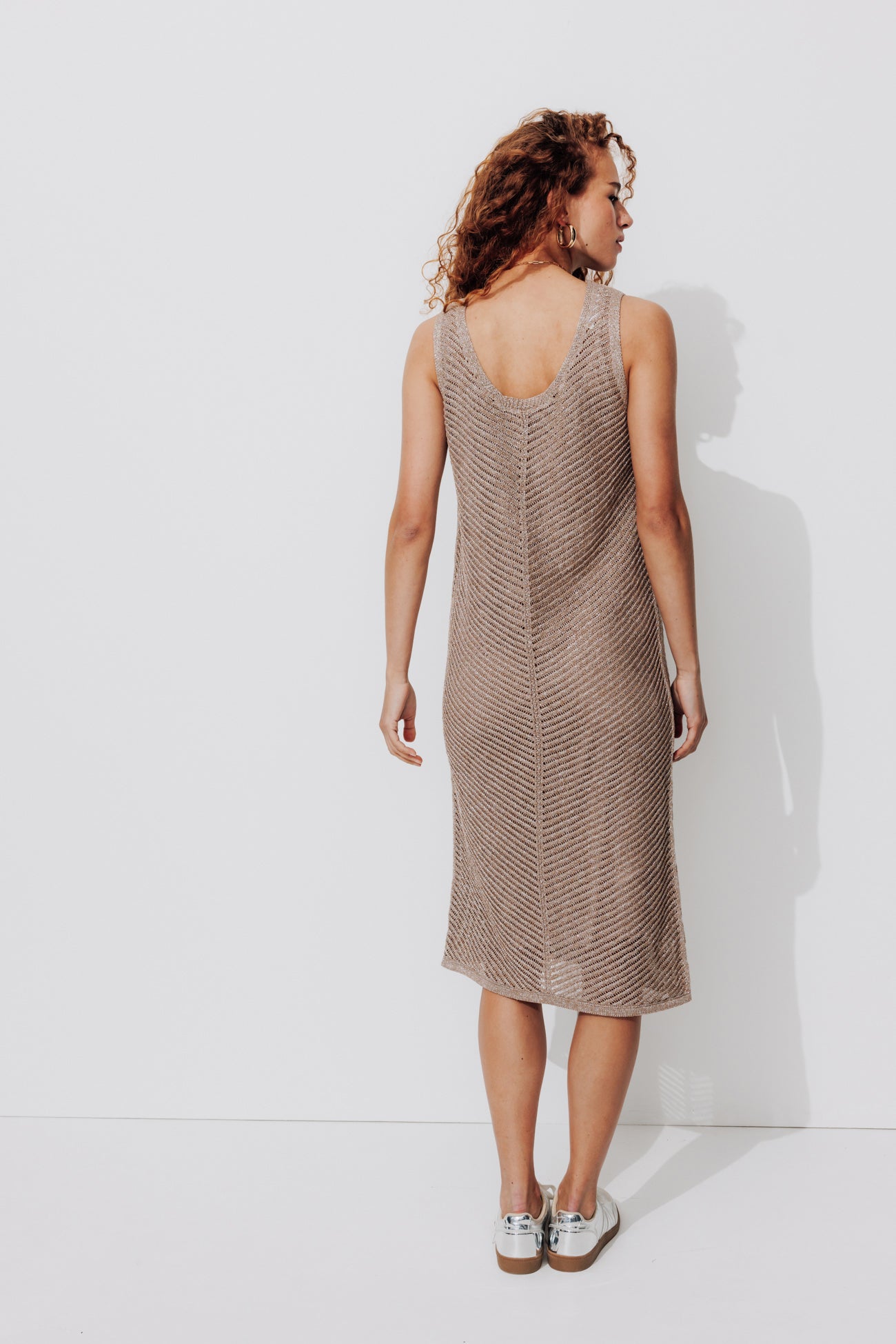 Robe en maille irisée Femme - Taupe – Image 3