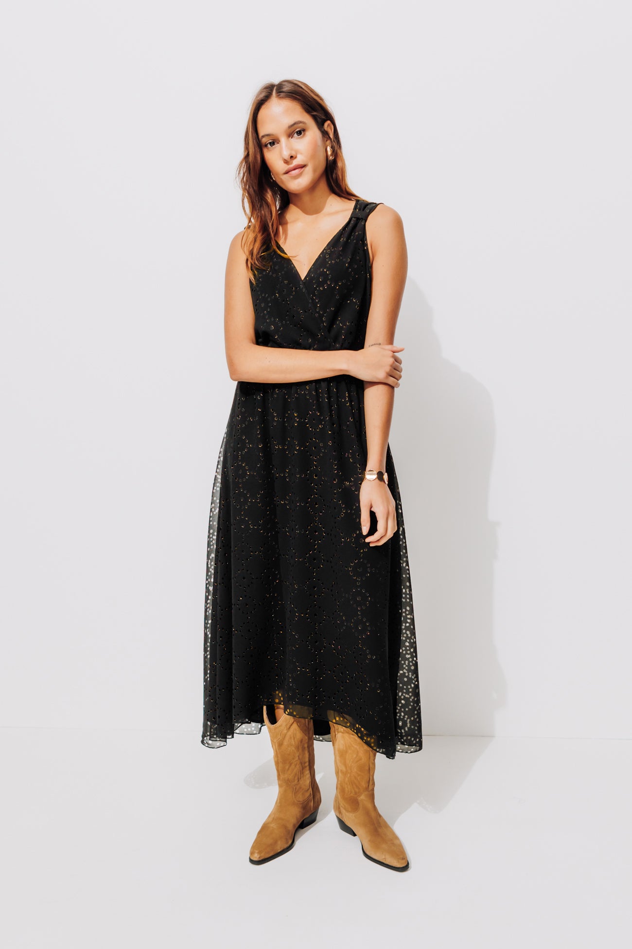Robe longue à bretelles Femme - Noir