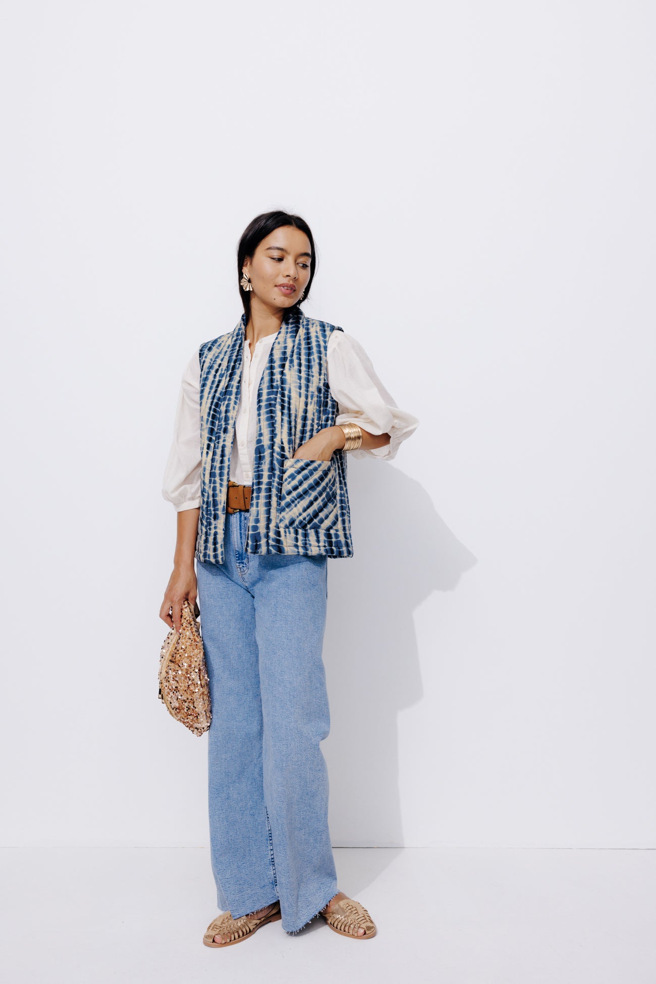 Veste matelassée sans manches – Imprimé multicolore