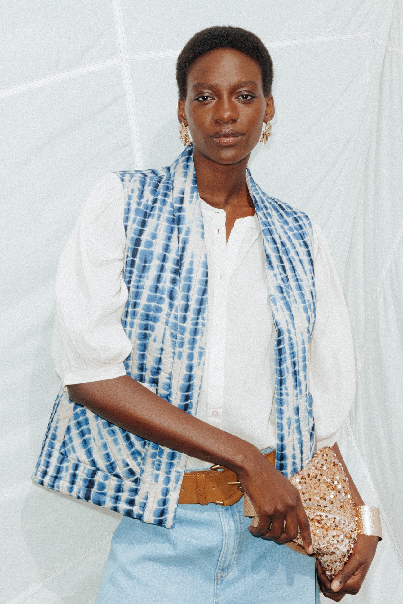 Veste matelassée sans manches – Imprimé multicolore