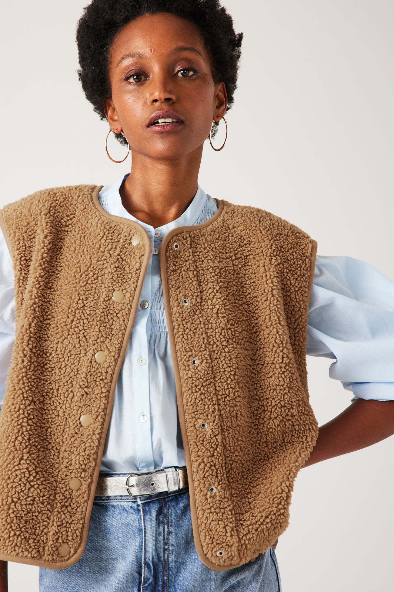 Veste réversible en polaire – Marron