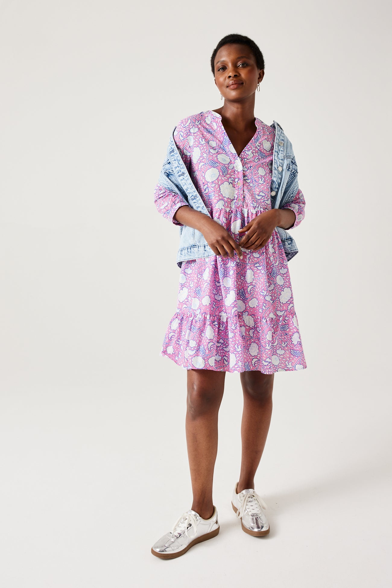 Robe babydoll motifs indiens - Imprimé rose – Image 2