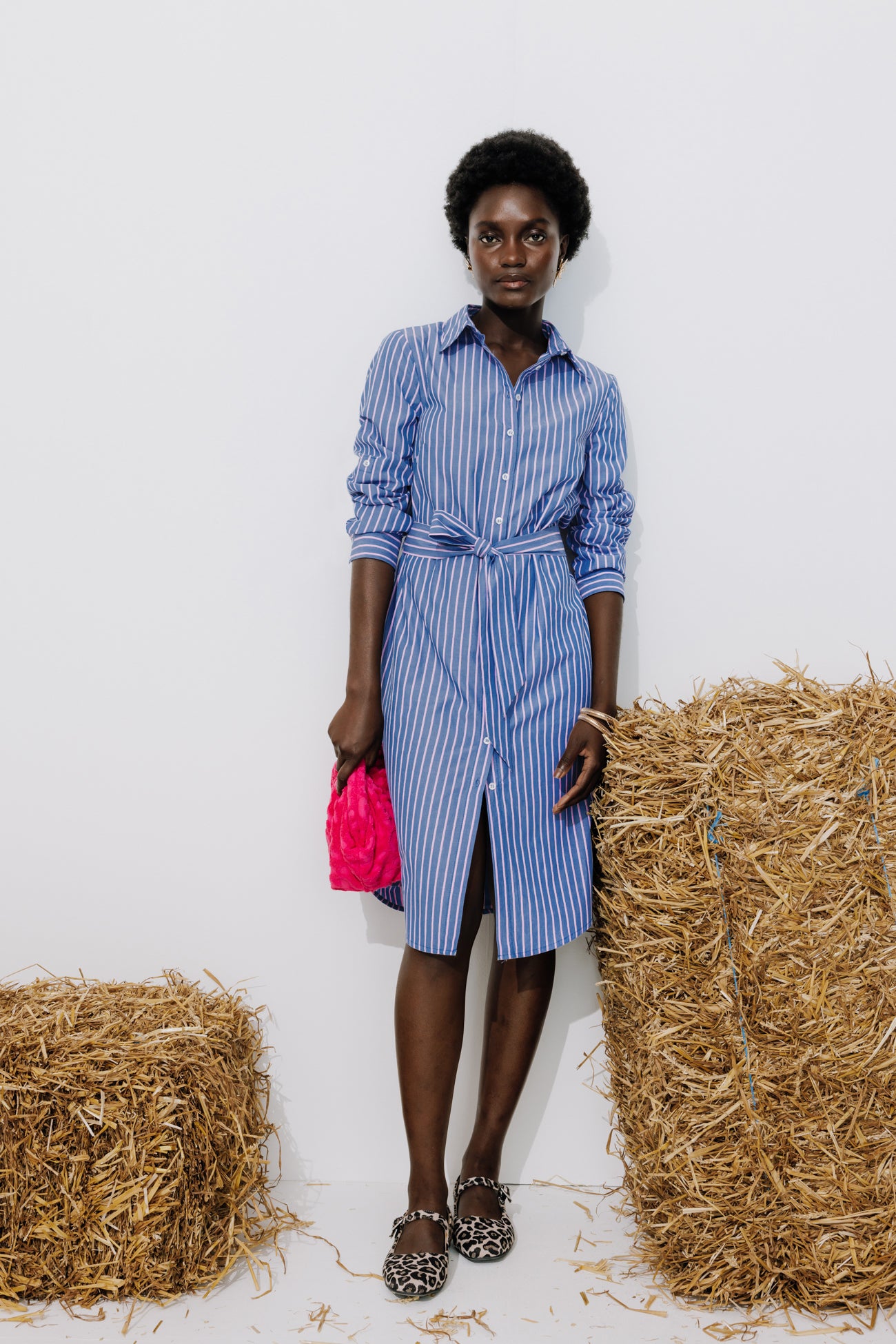 Robe-chemise rayée écoconçue – Rayé bleu