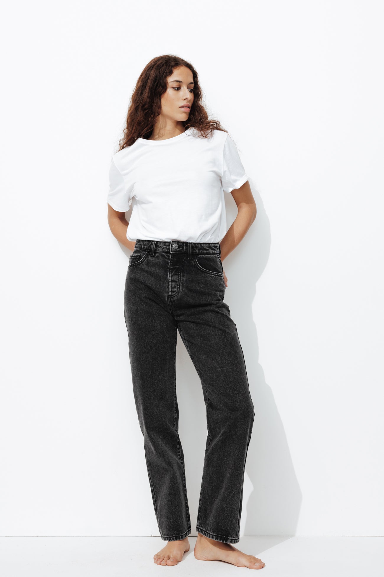 BASILE jean droit high rise - Noir