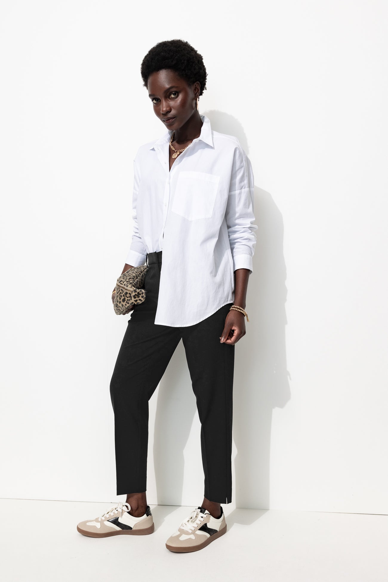 Pantalon cigarette uni Femme – Noir
