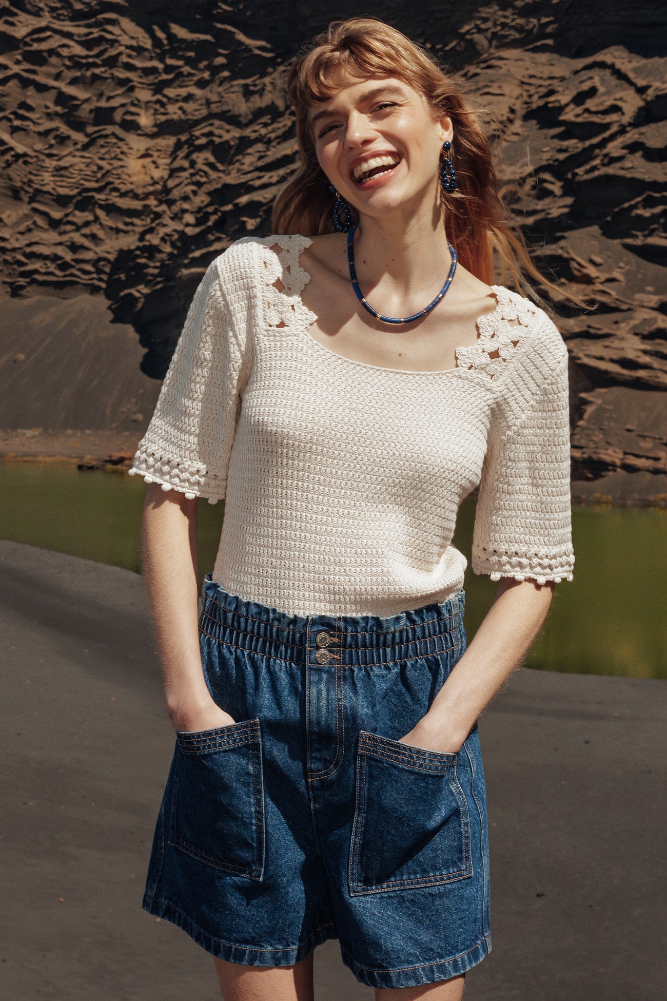 Pull en crochet Femme - Ecru